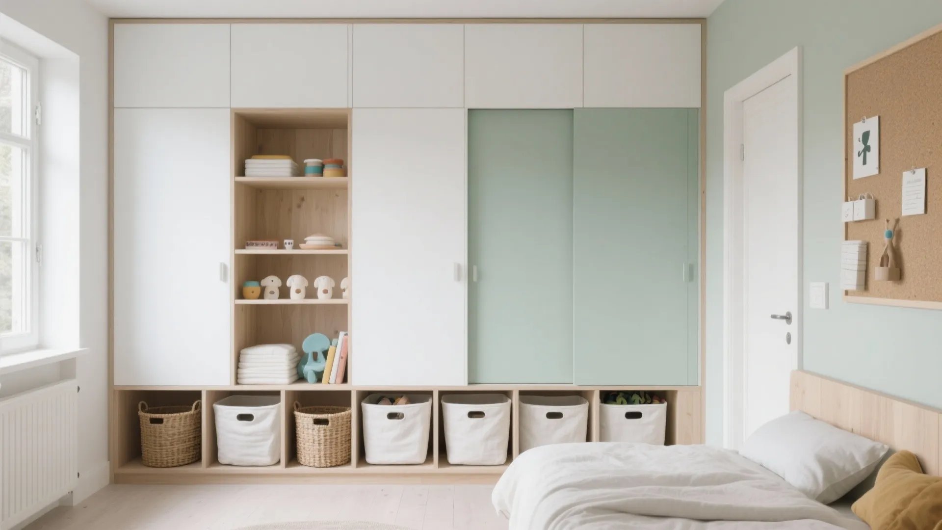 Built-in storage walls that grow with your child