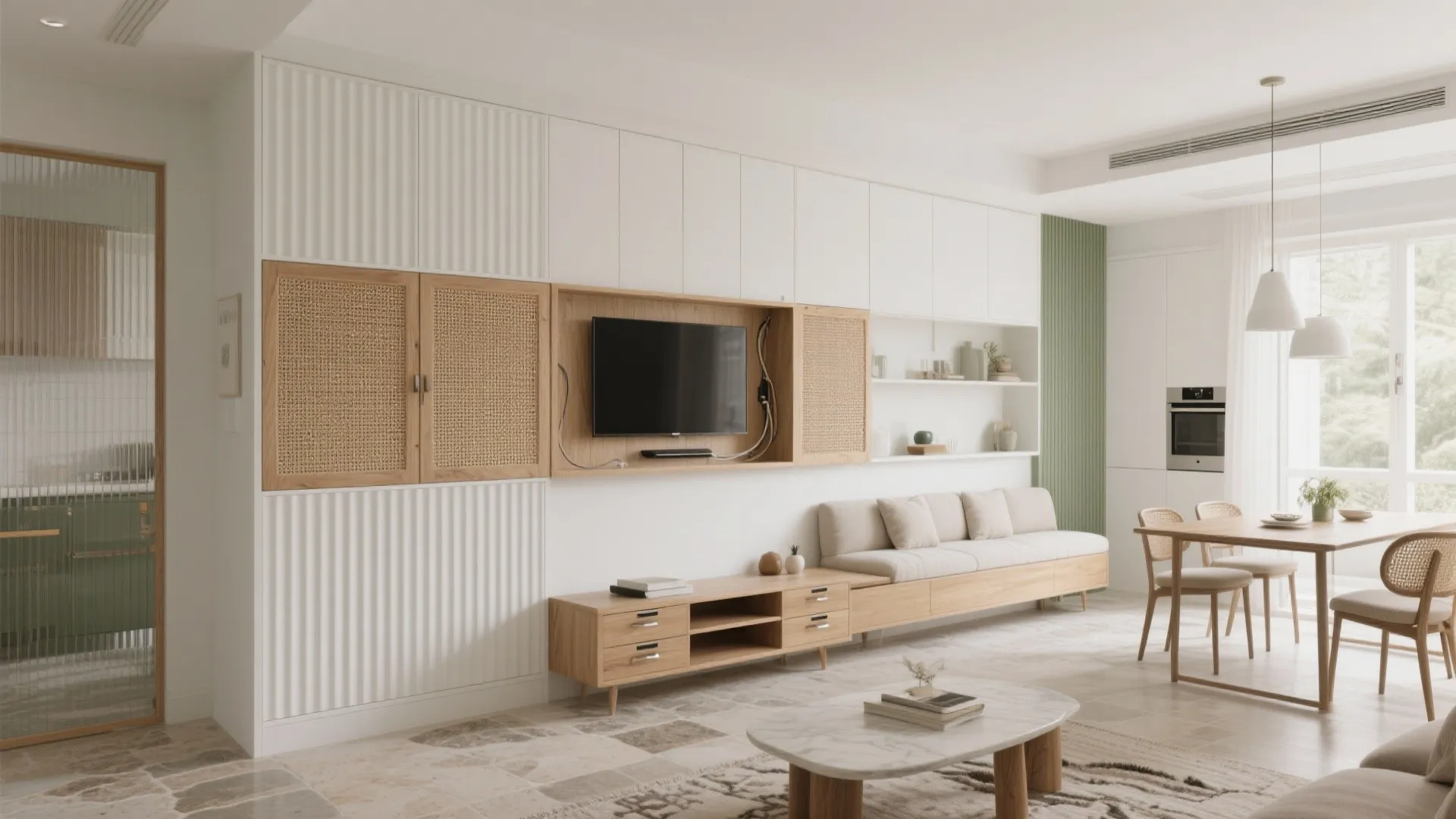 Minimalist Storage Wall for the Living–Dining