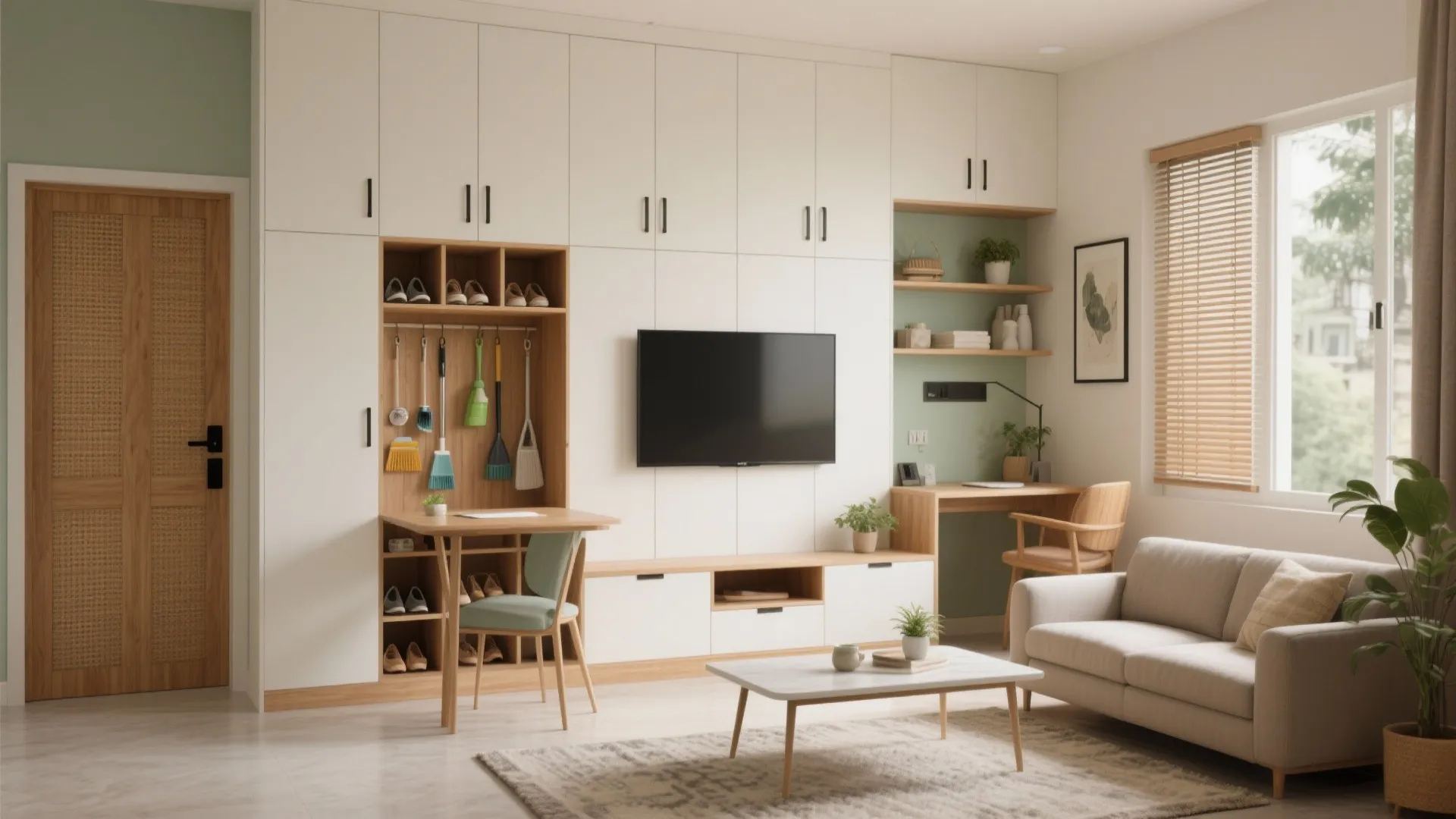 Minimalist Storage Wall That Anchors the Living-Dining