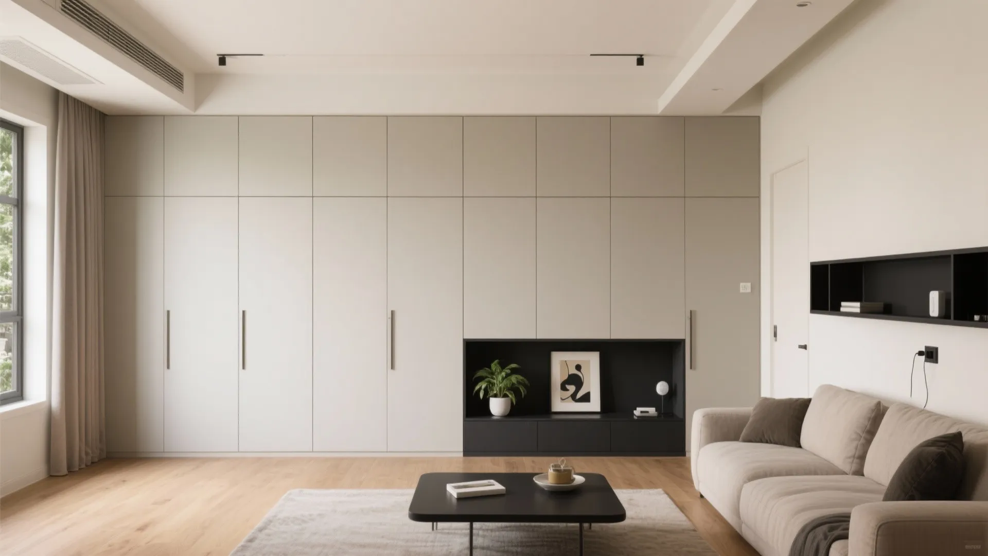 1) Minimal storage walls that disappear