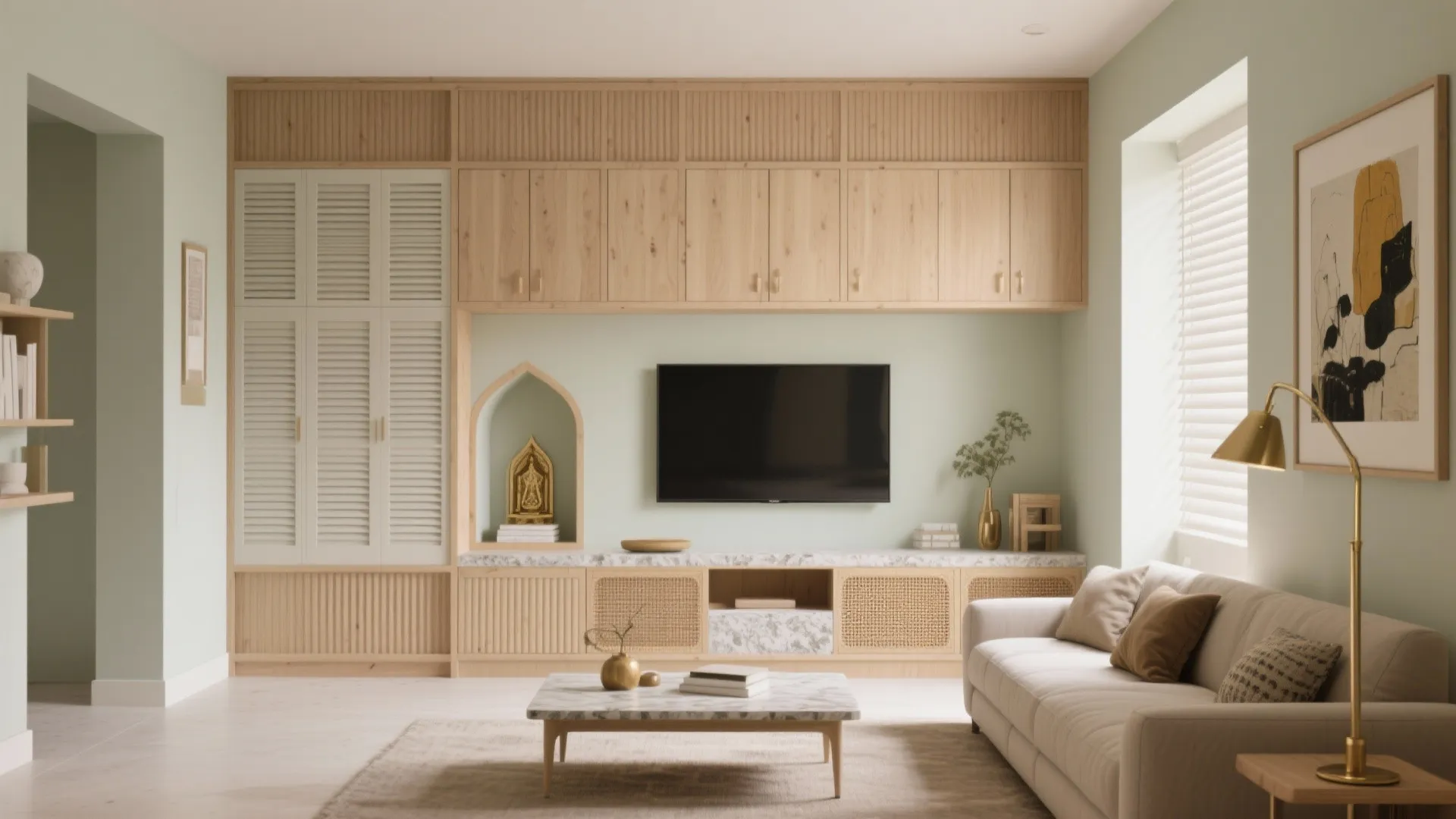 Built-in Storage Wall That Doubles as a Feature