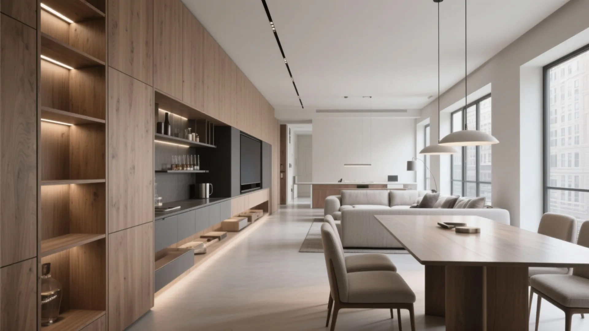 Minimalist Storage Wall for Open-Plan Living