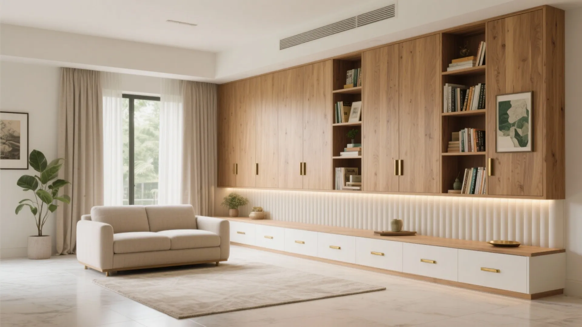 Warm Minimalism with Storage Walls