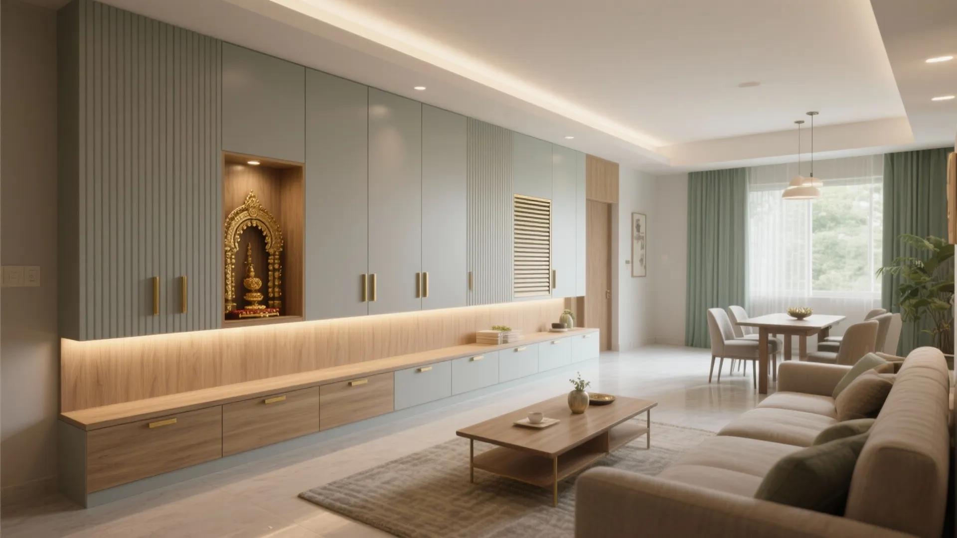 1) A minimalist storage wall that doubles as a living feature