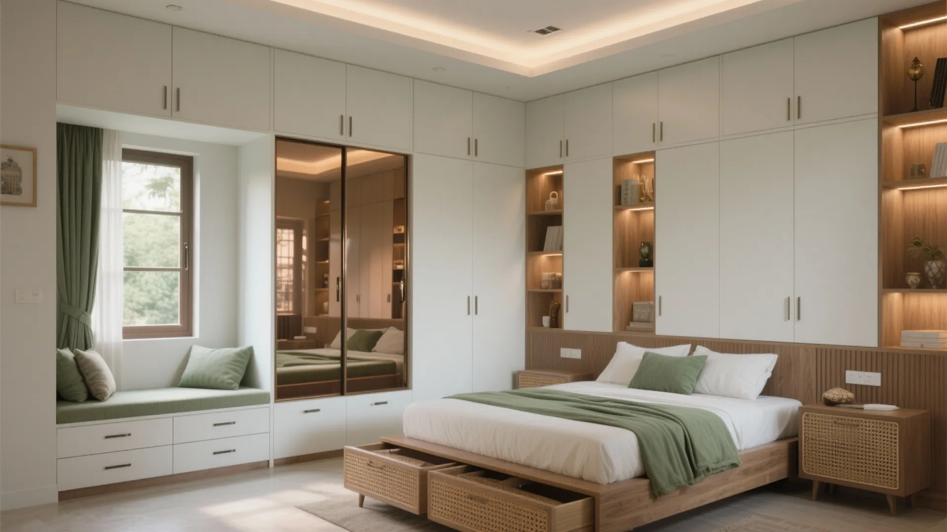 Storage walls and multi-functional furniture