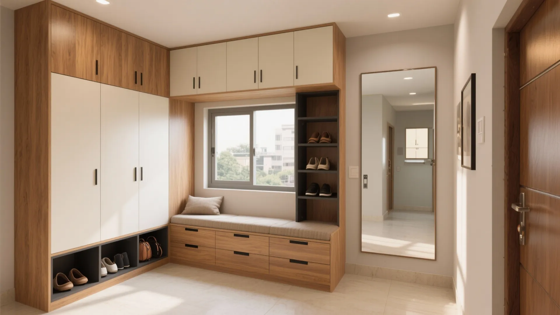 Storage walls, window seats, and concealed niches