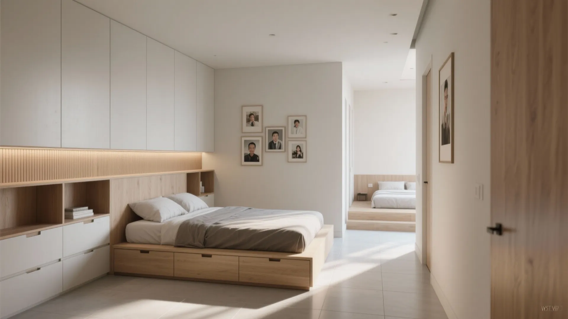 Built-in storage walls and smart platforms