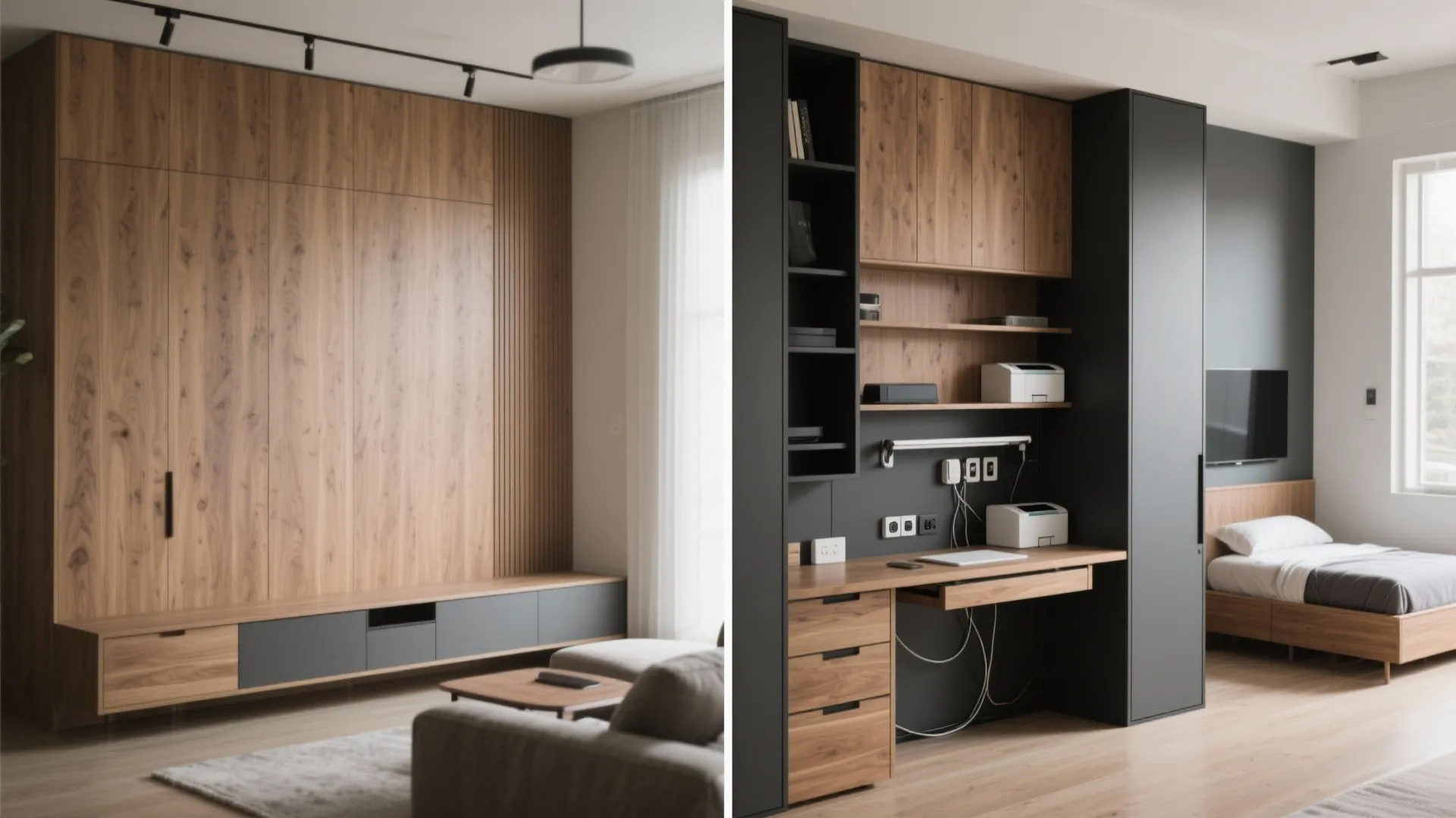 Storage wall + multifunction furniture