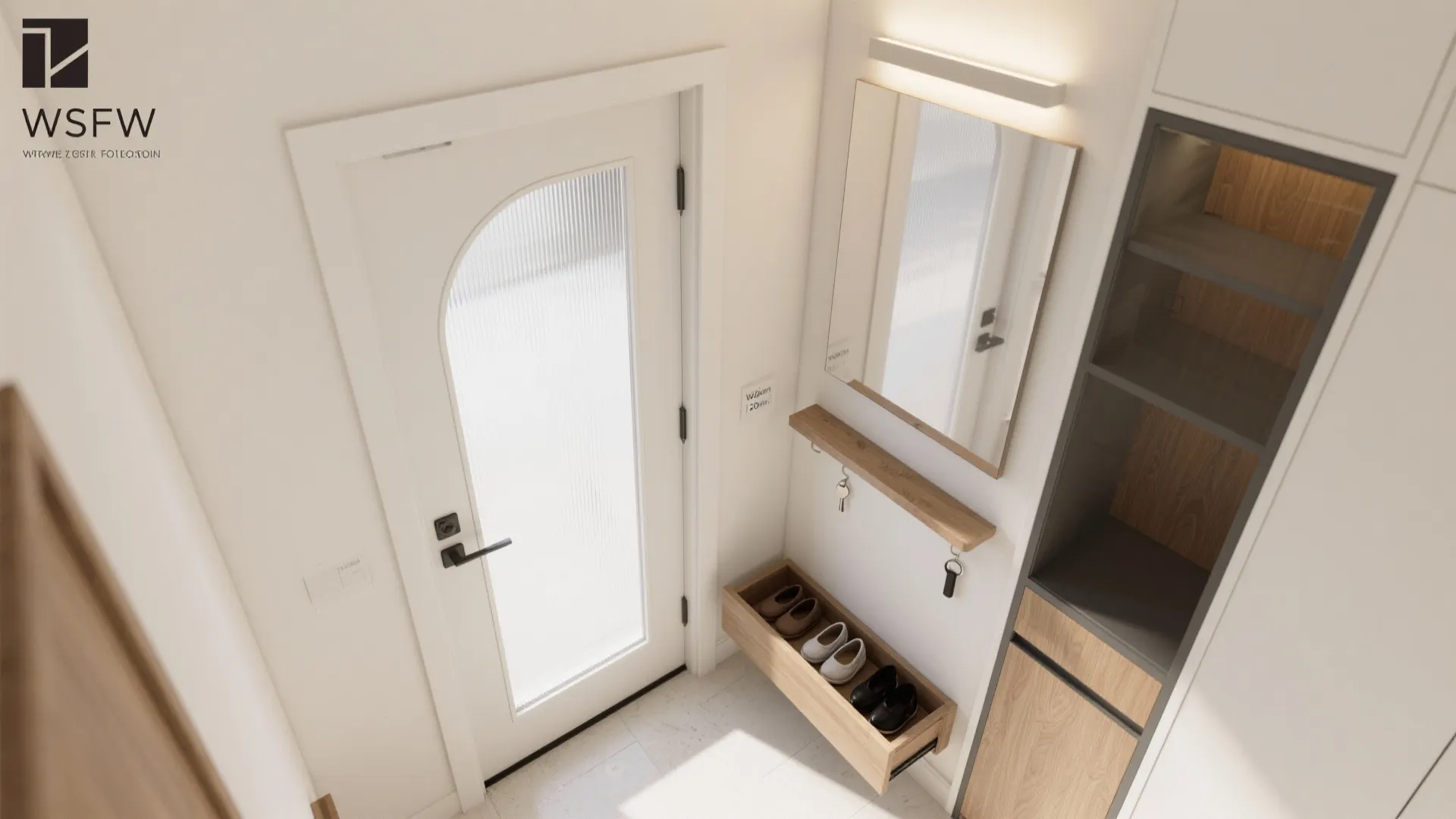 5) Function-First Entry: Door + Slim Storage Wall