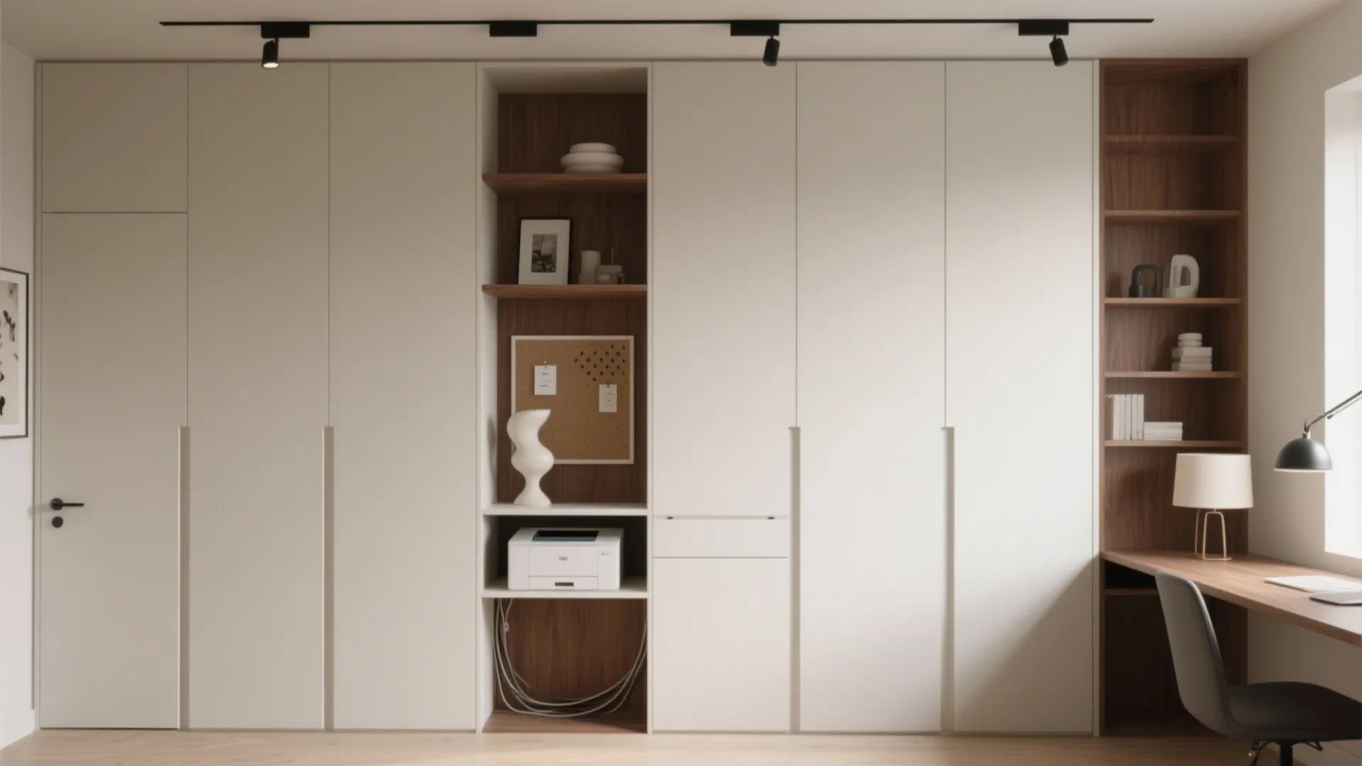 Minimalist wall-to-wall storage that doubles as decor