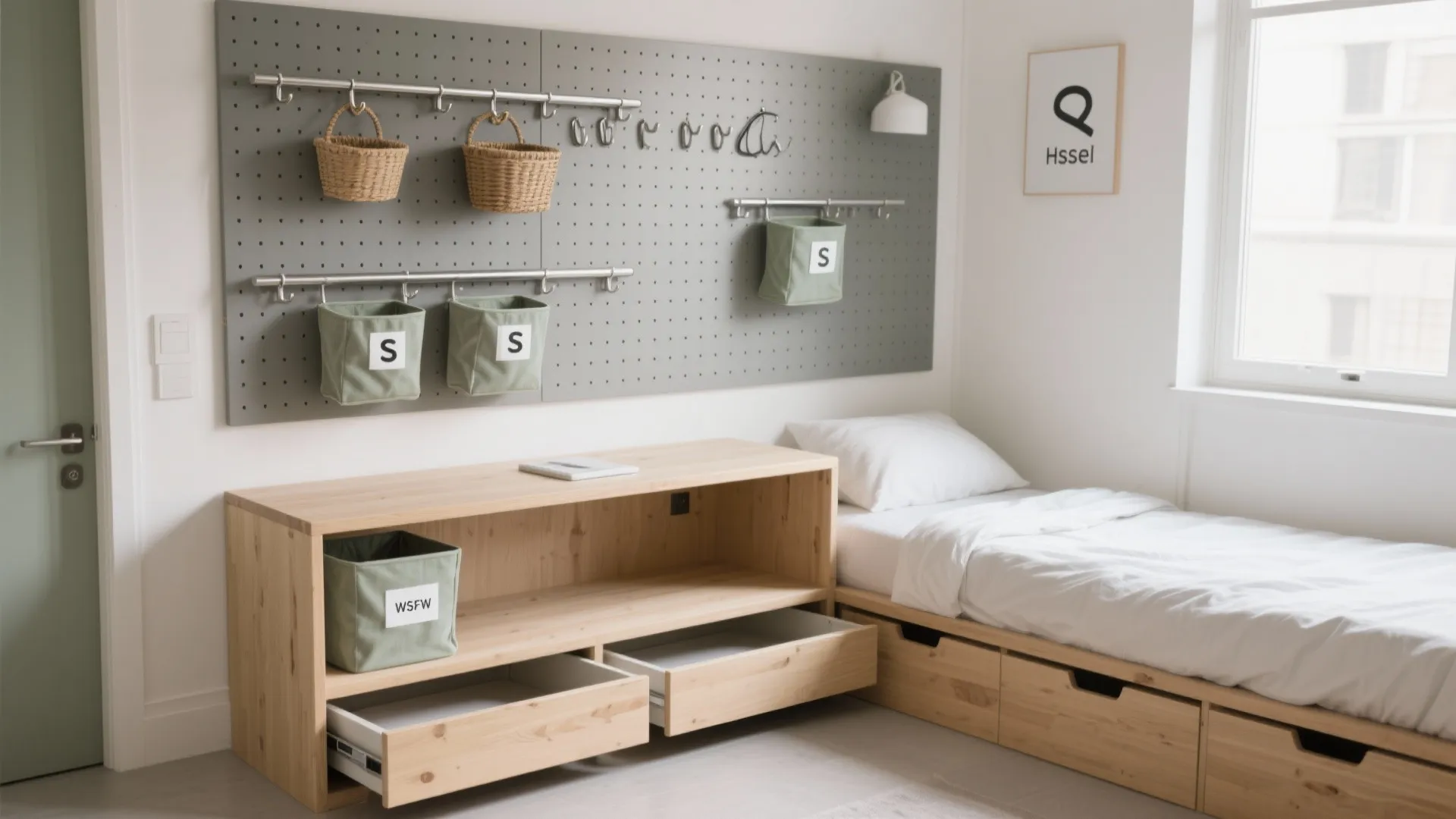 Minimalist Storage Wall + Under-Bed Drawers