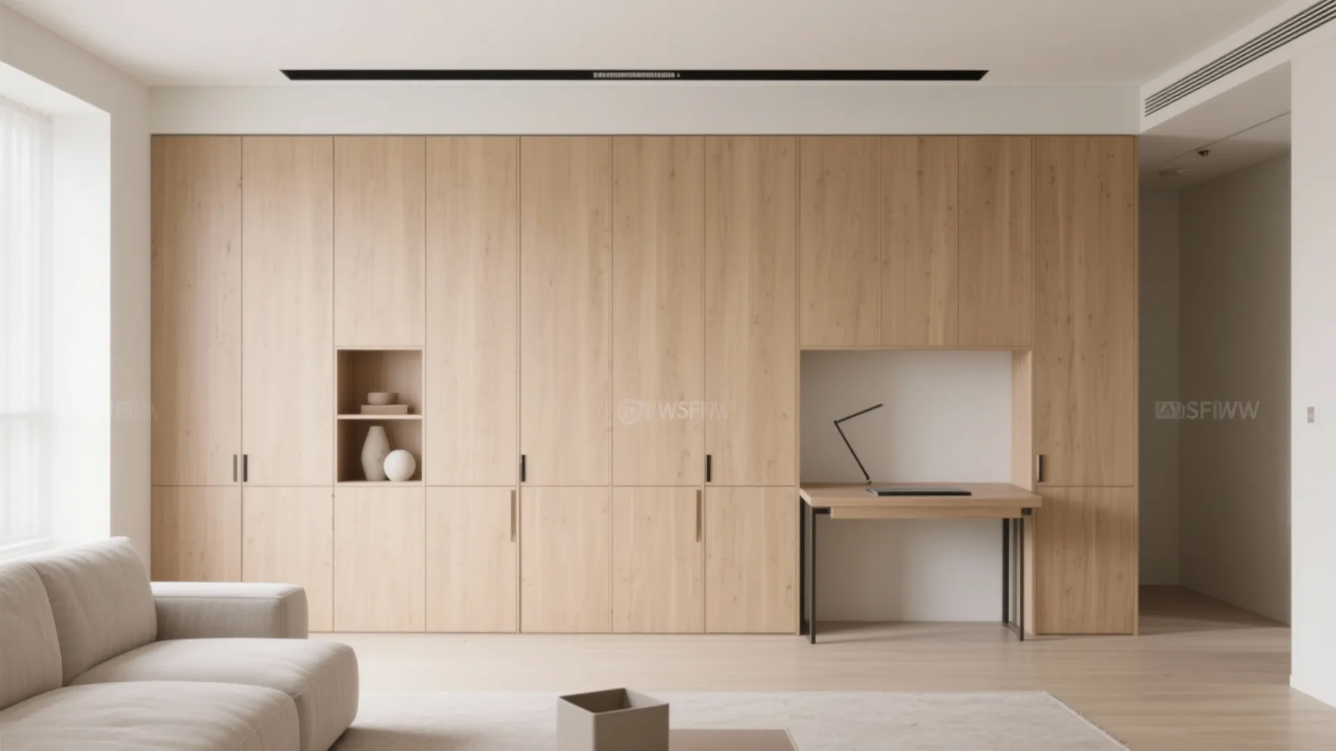 A Minimalist Storage Wall That Does It All
