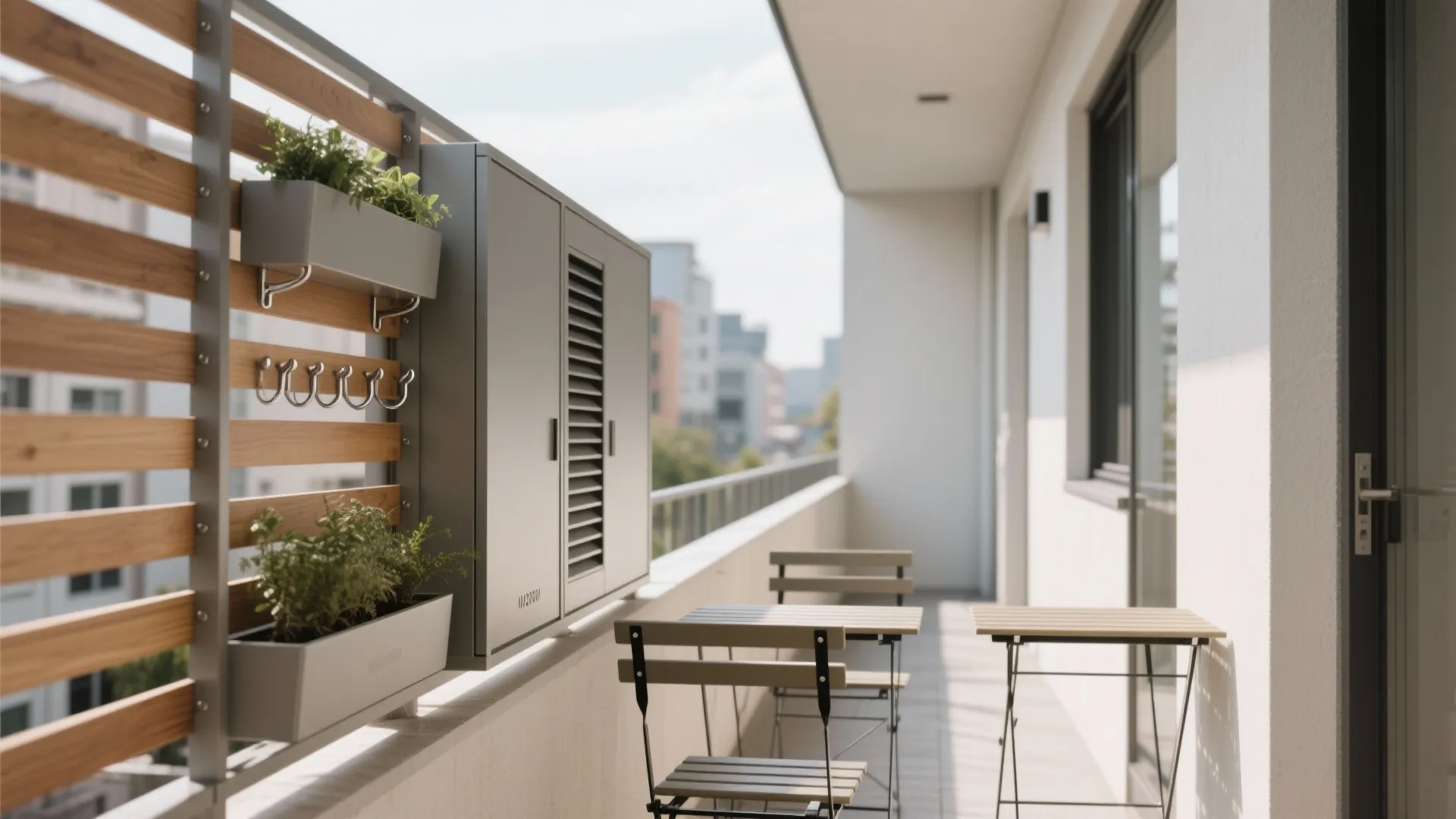 Minimalist Balcony Storage Wall