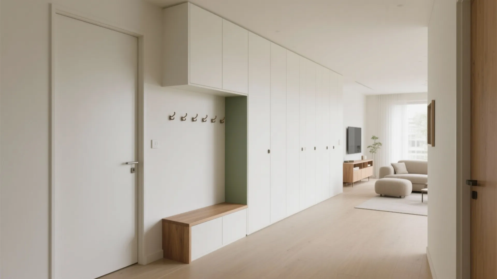 1) Minimalist storage walls that zone without closing off