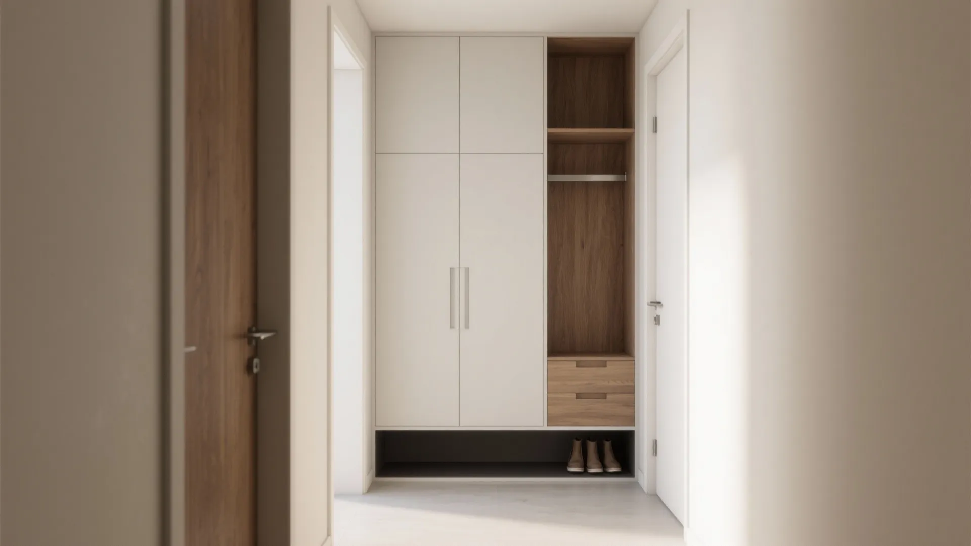 Minimalist Hall Storage Wall That Disappears