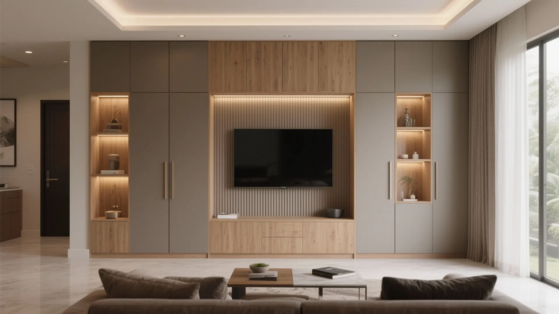 A storage wall that doubles as living room decor