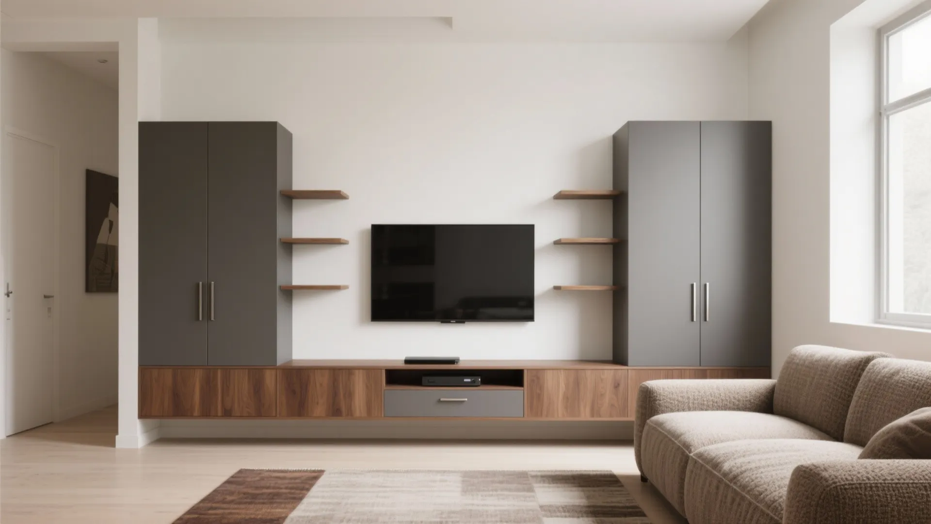 Storage-Wall Minimalism for a Calm Living Zone