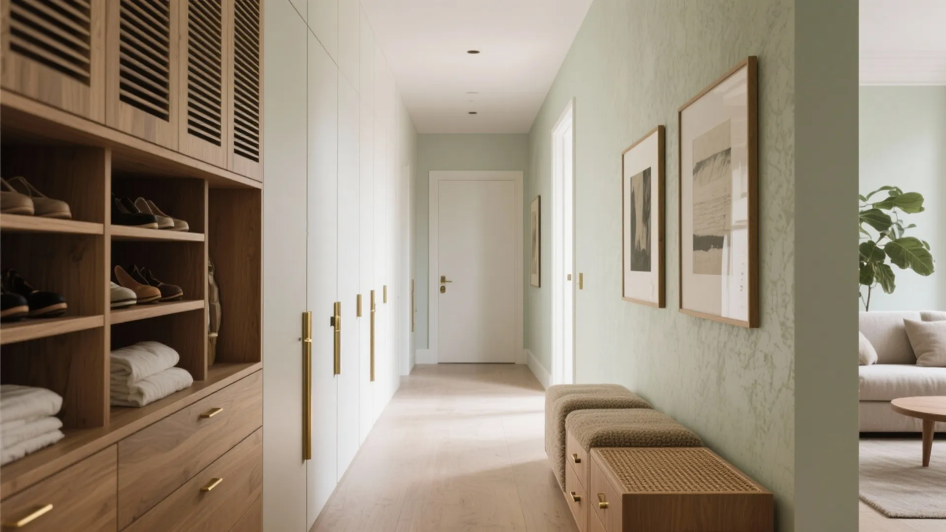 5) Built-In Storage Walls and a Calm Material Palette