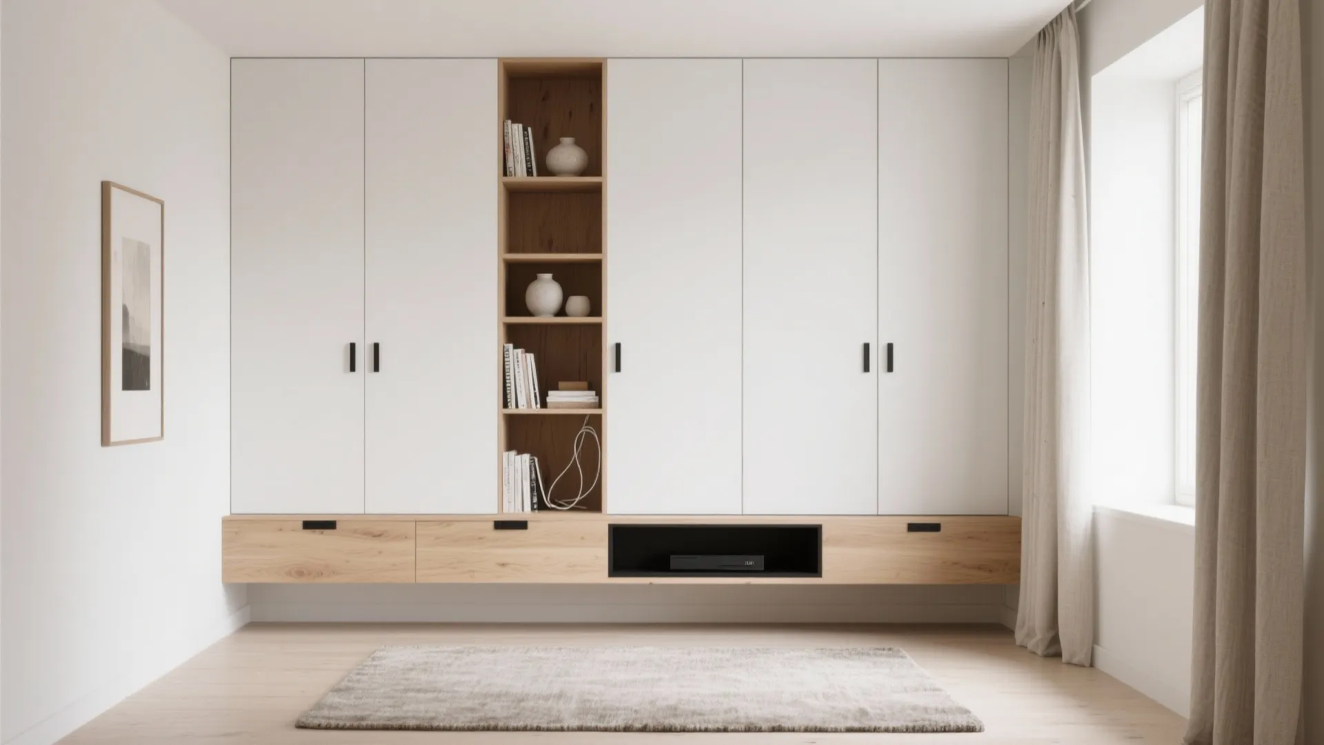 Minimalist Living Room Storage That Shows, Then Hides