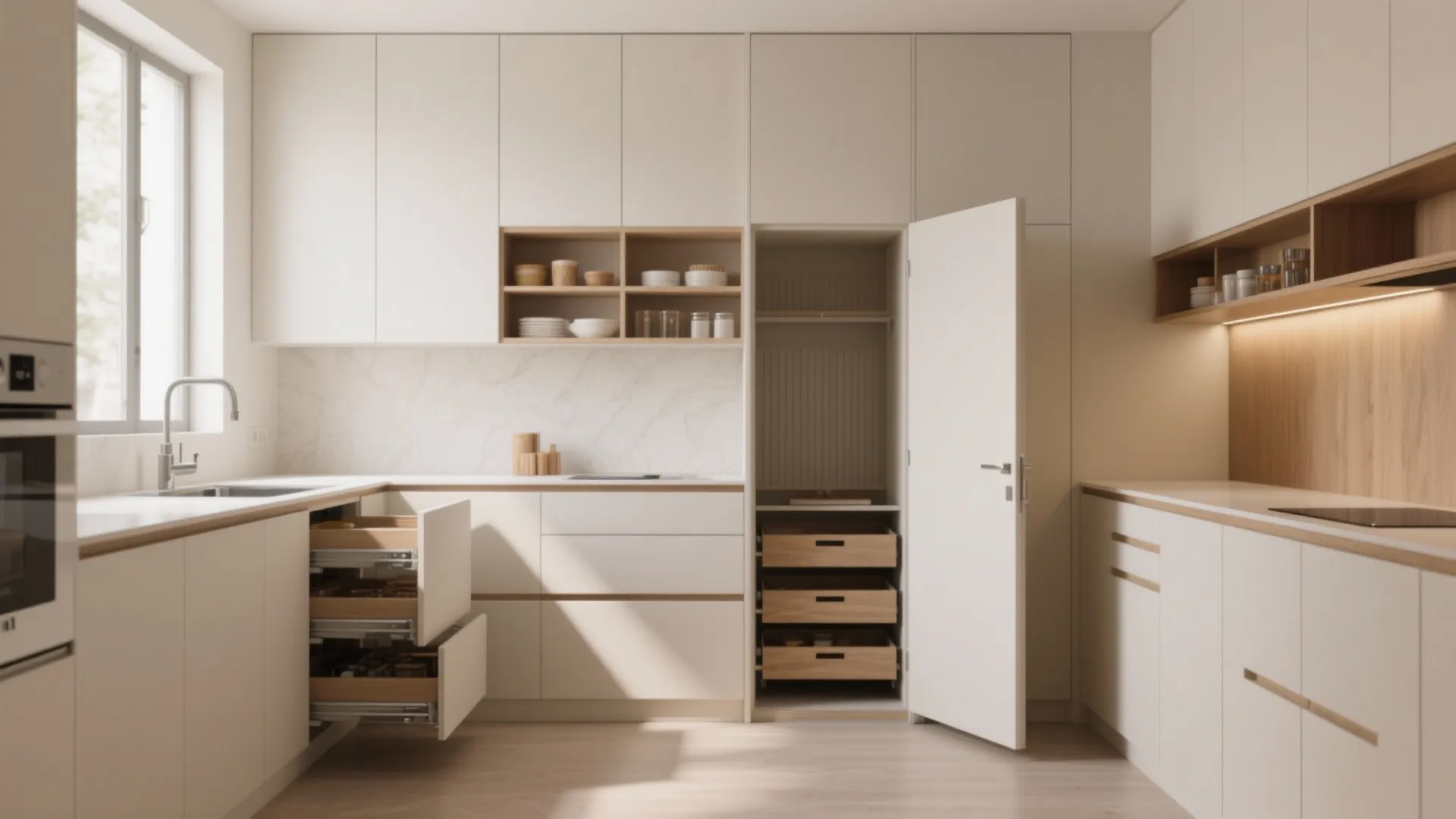 Minimalist kitchen storage that really works