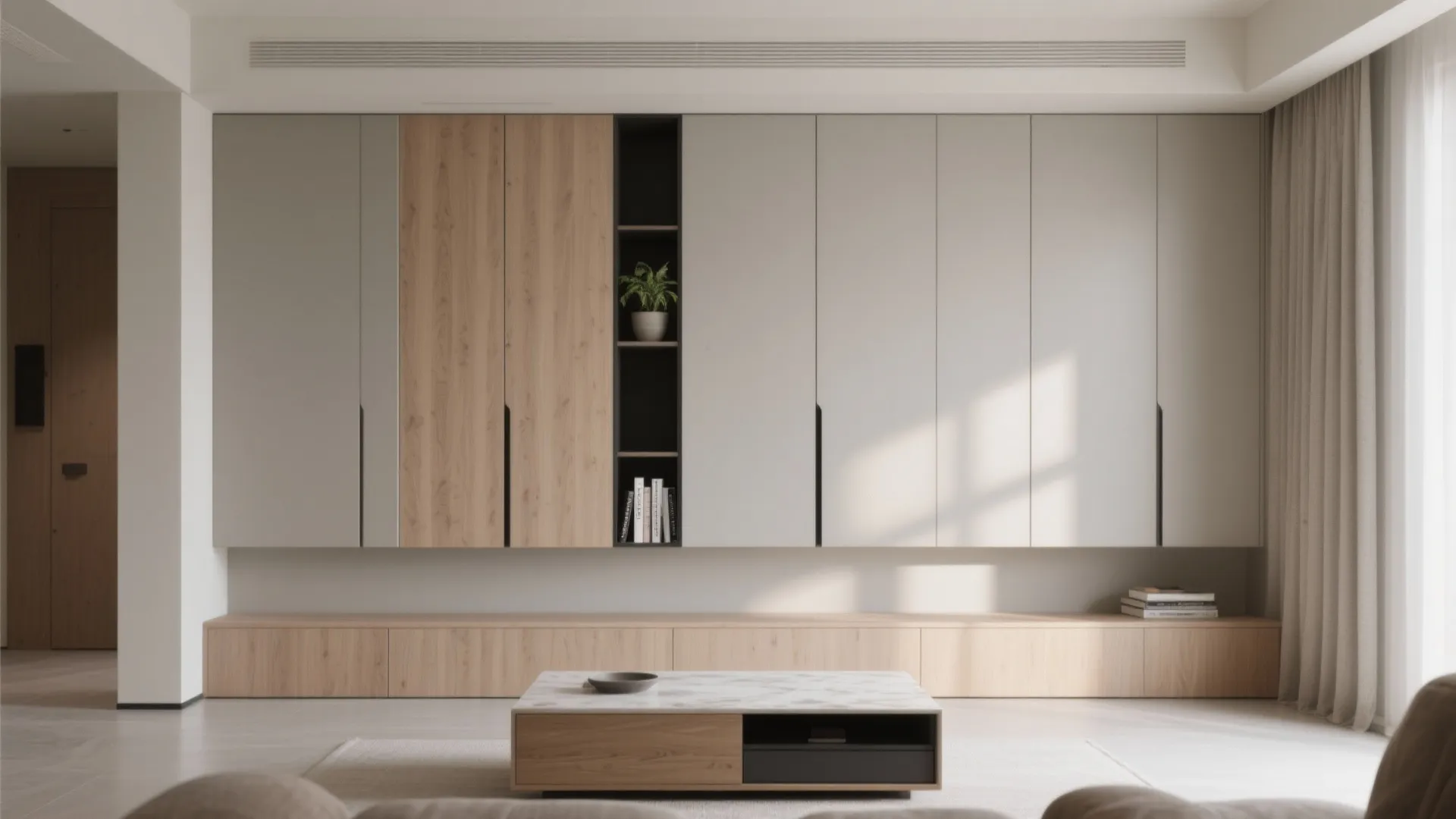 Minimalist living room storage that actually hides stuff