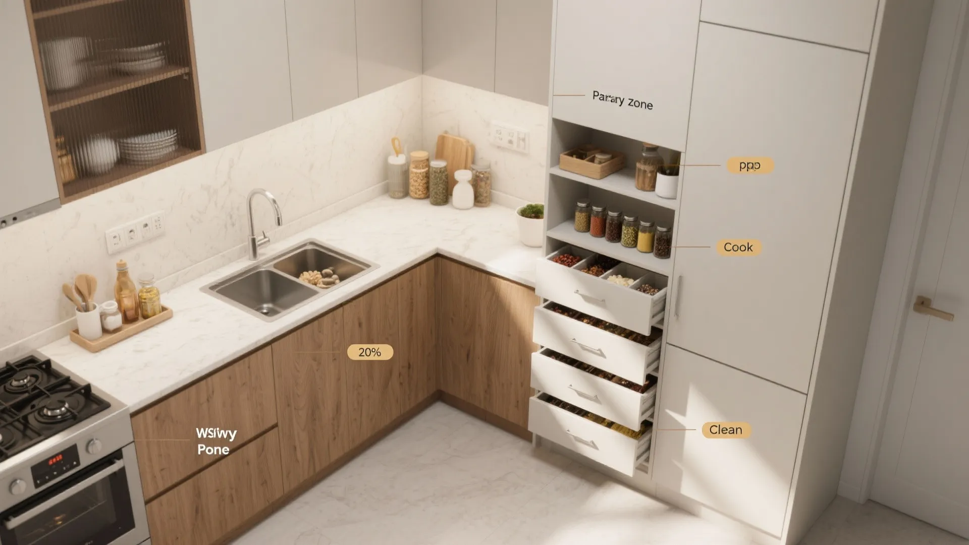 Minimalist kitchen storage that actually works