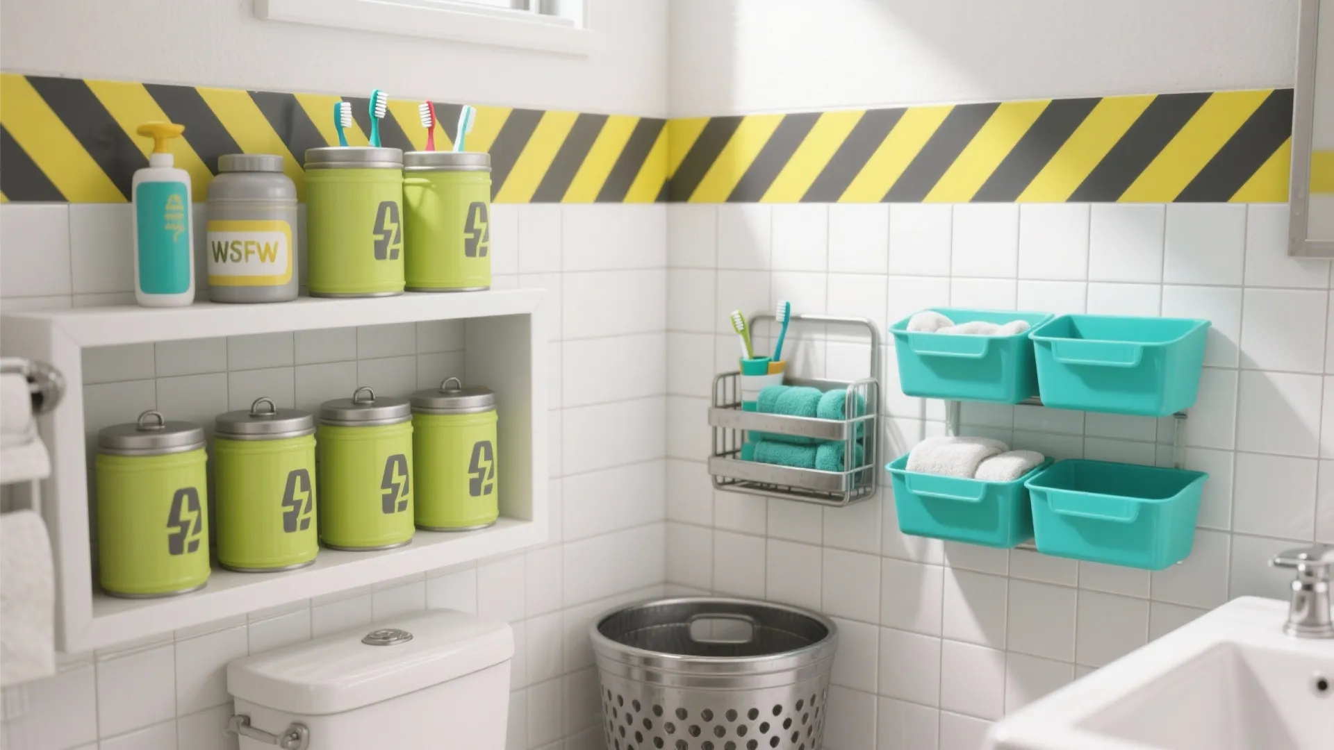 5) Scream canisters and CDA yellow—storage that tells the story