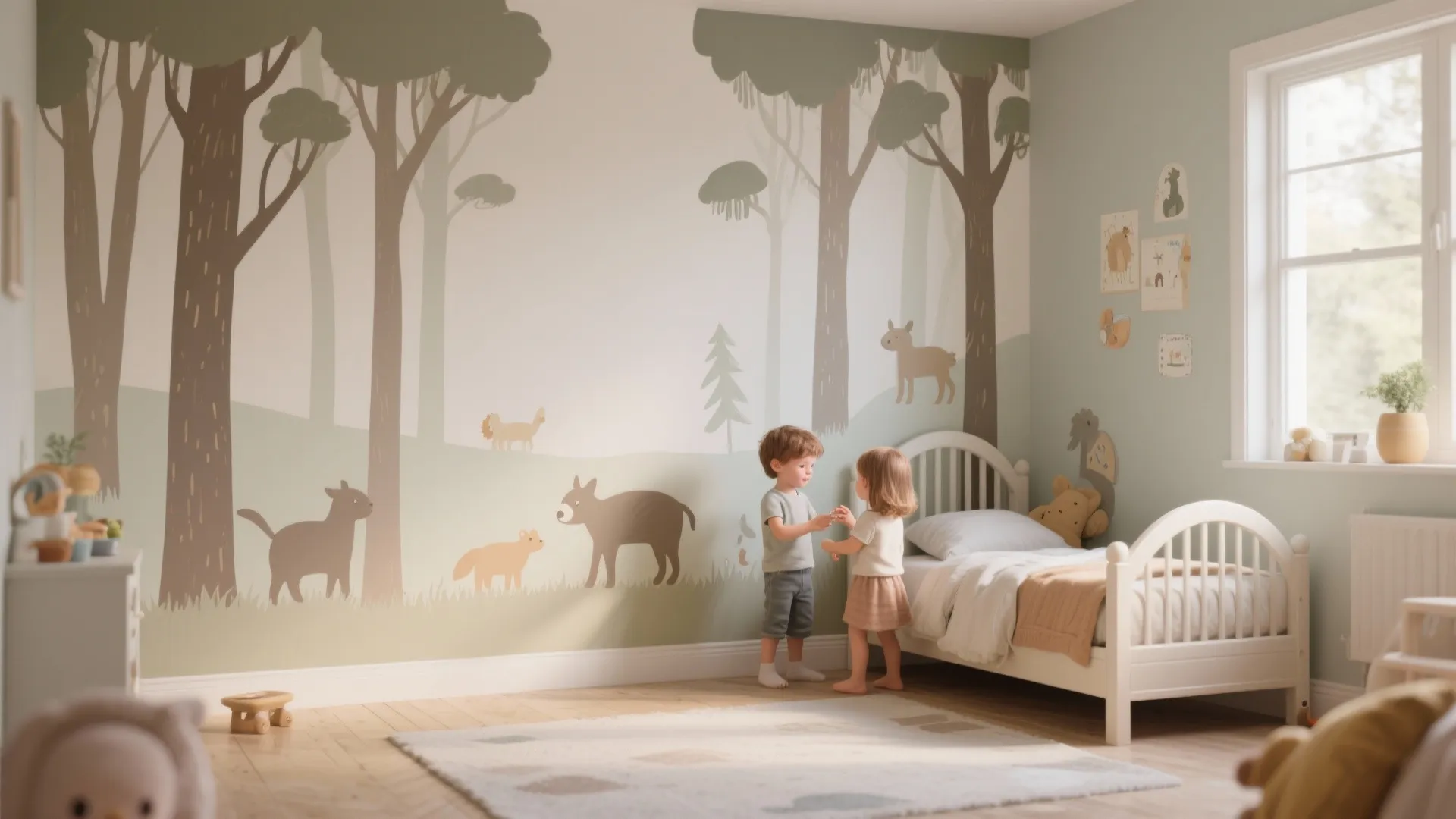 3. Storybook Murals with Washable Paints