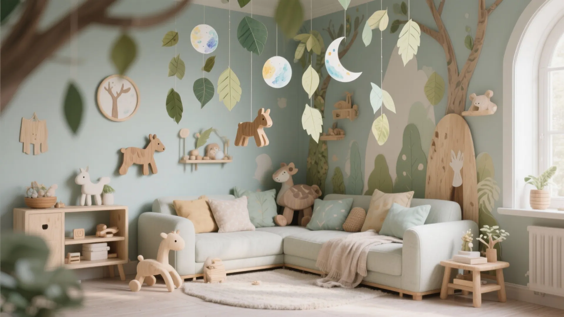 Nature or Storybook Theme with Paper Art and Wood Accents