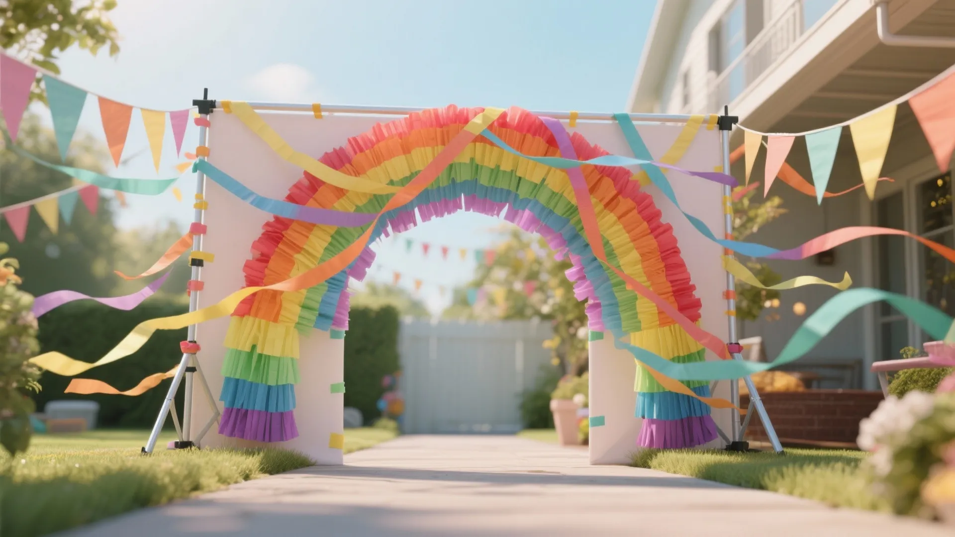 4. Rainbow Streamer Arch