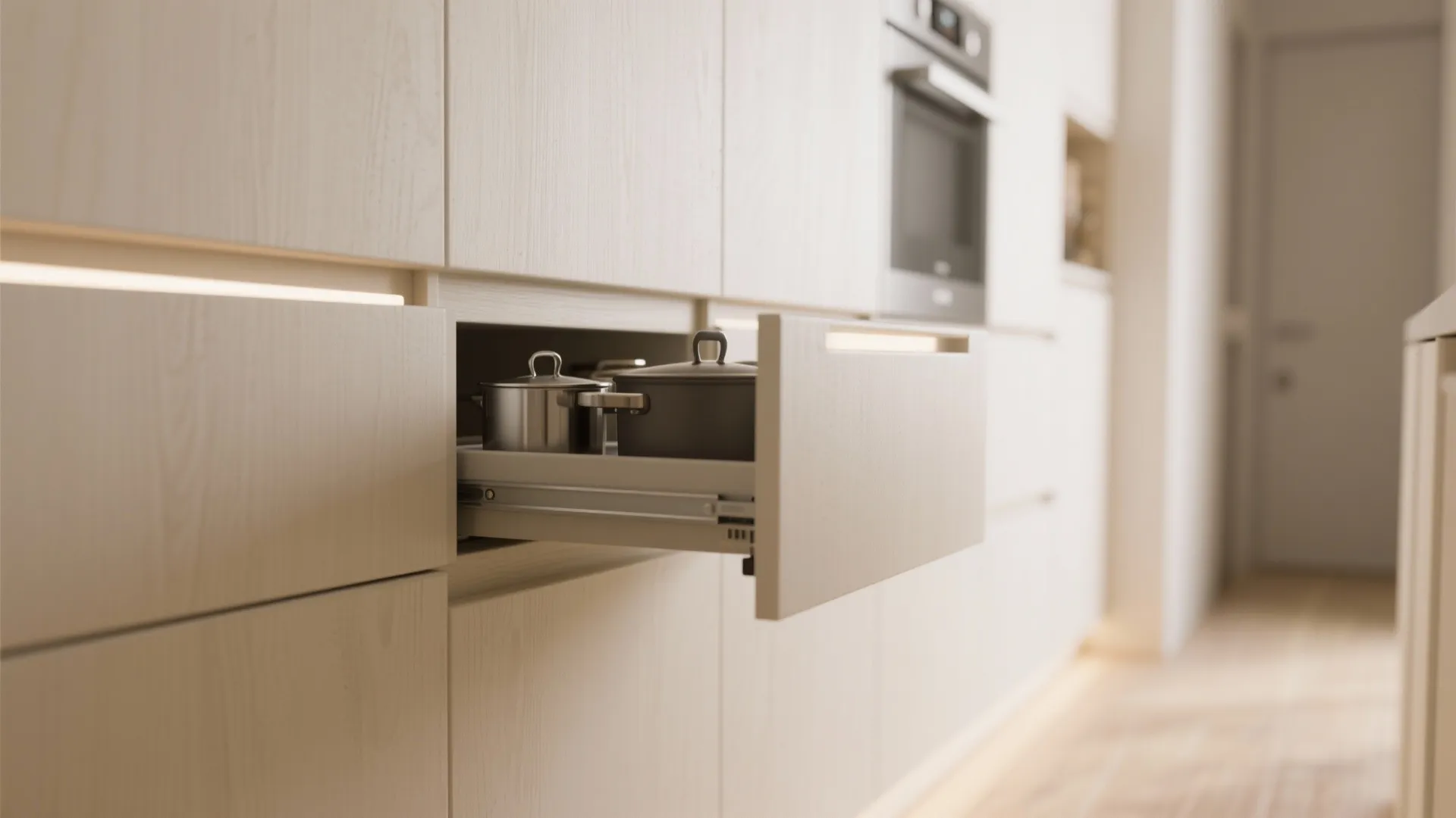 1. Keep sightlines open with streamlined cabinetry