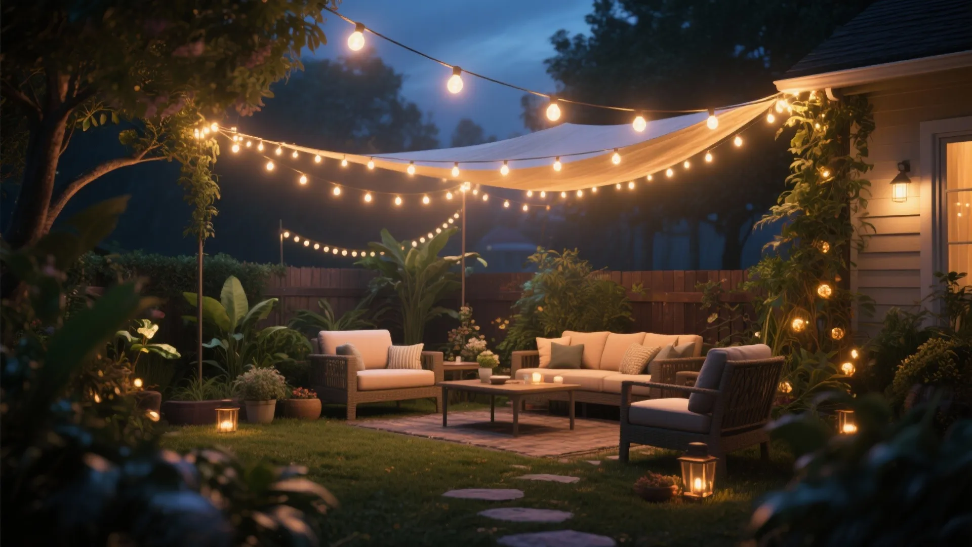 4. String Light Canopy