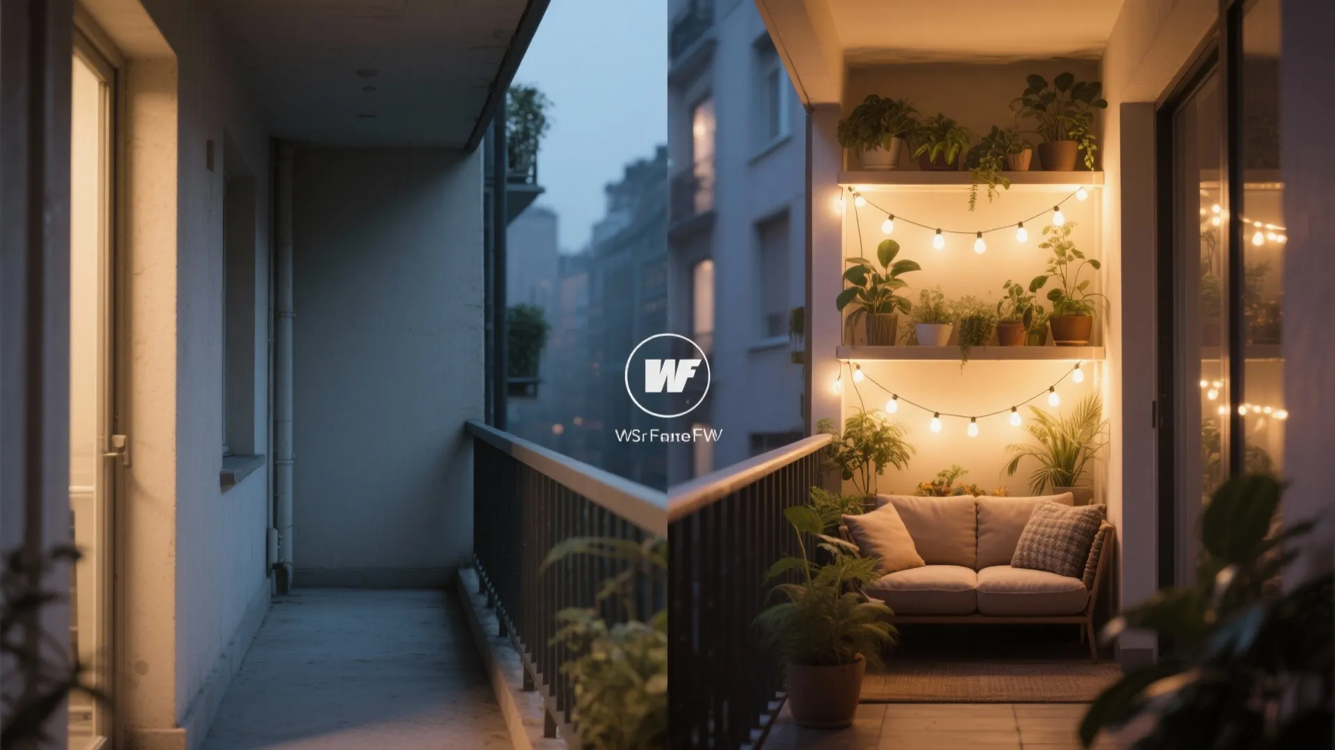 Warm LED string lights with layered heights