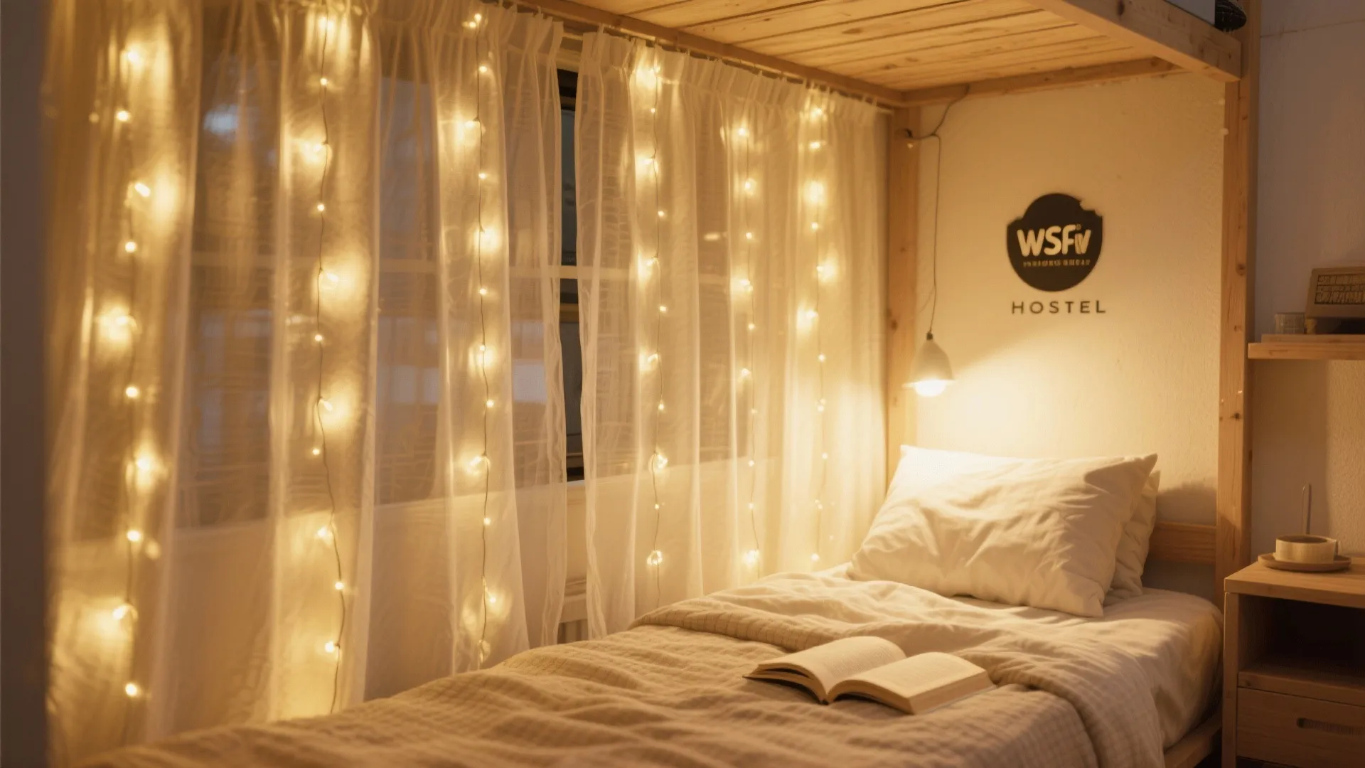 String Lights and Fabric Panels
