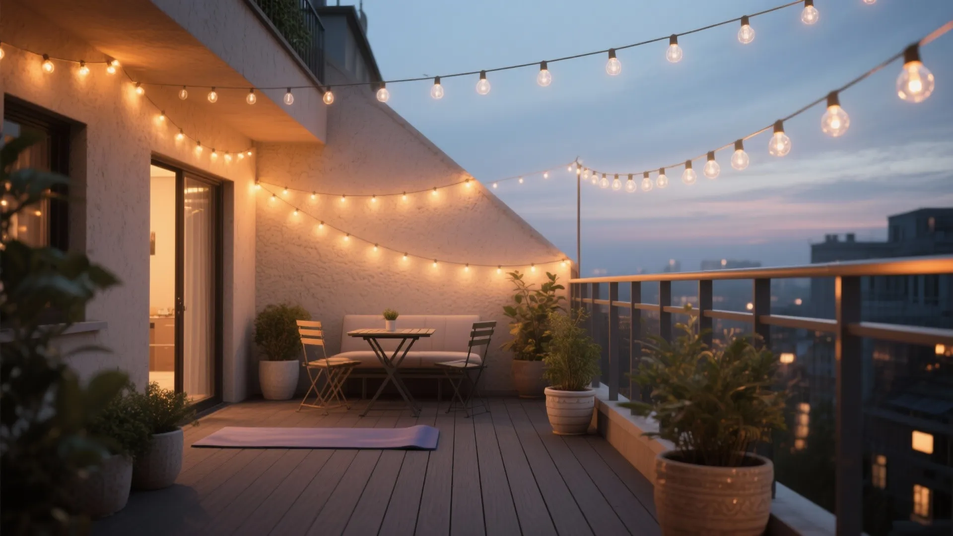 Warm String Lights + Wall Washers: A Gentle Layered Scheme