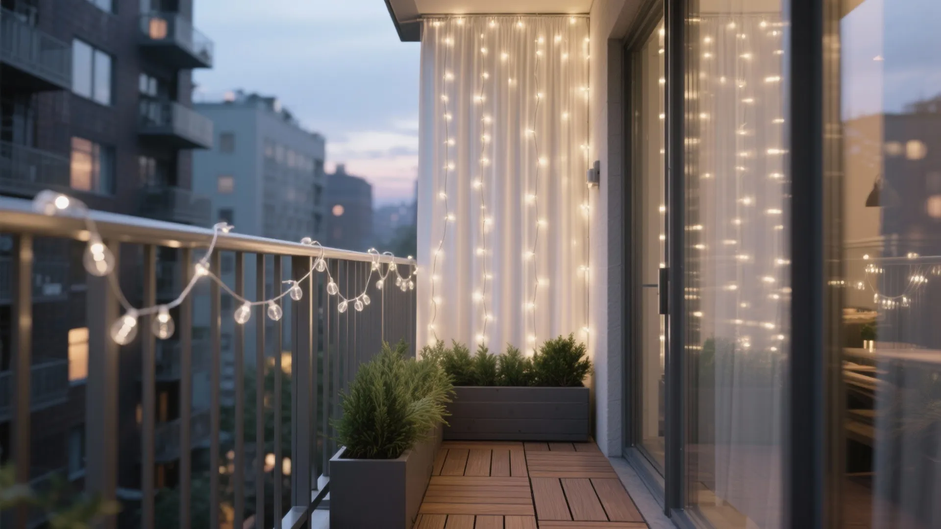 Minimalist Warm-White String Light Waterfall