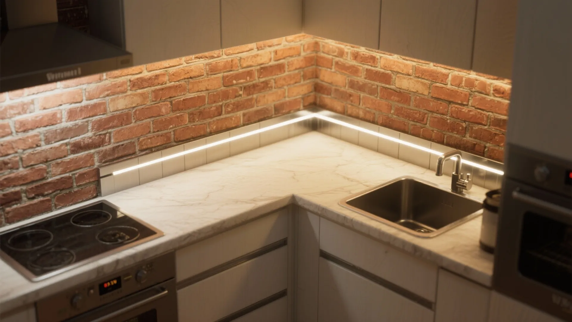 3) LED Strip Grazing in Mortar Lines