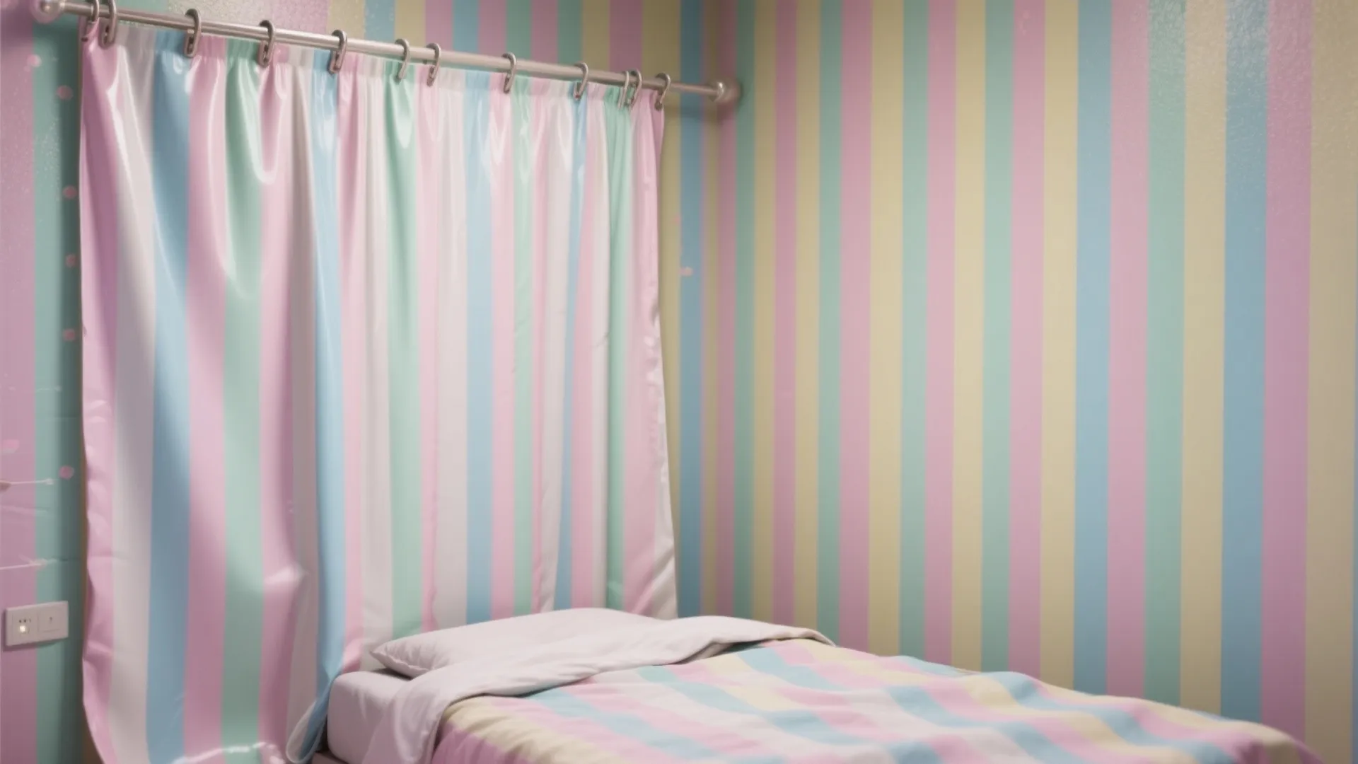 2. Candy-Stripe Backdrop with Budget Fabrics