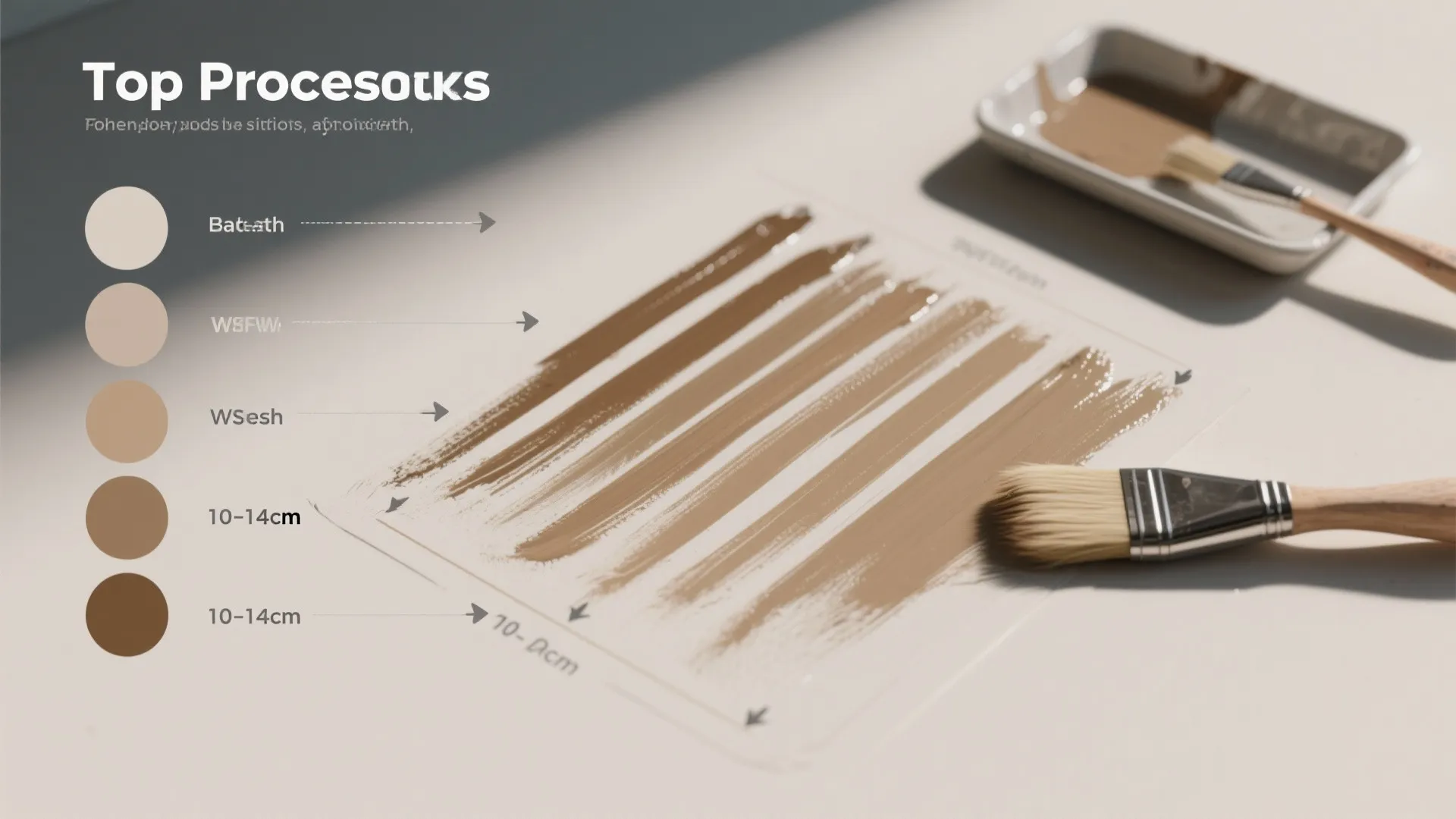 Graphic showing paint color swatches and brush strokes for a wall texture application design process