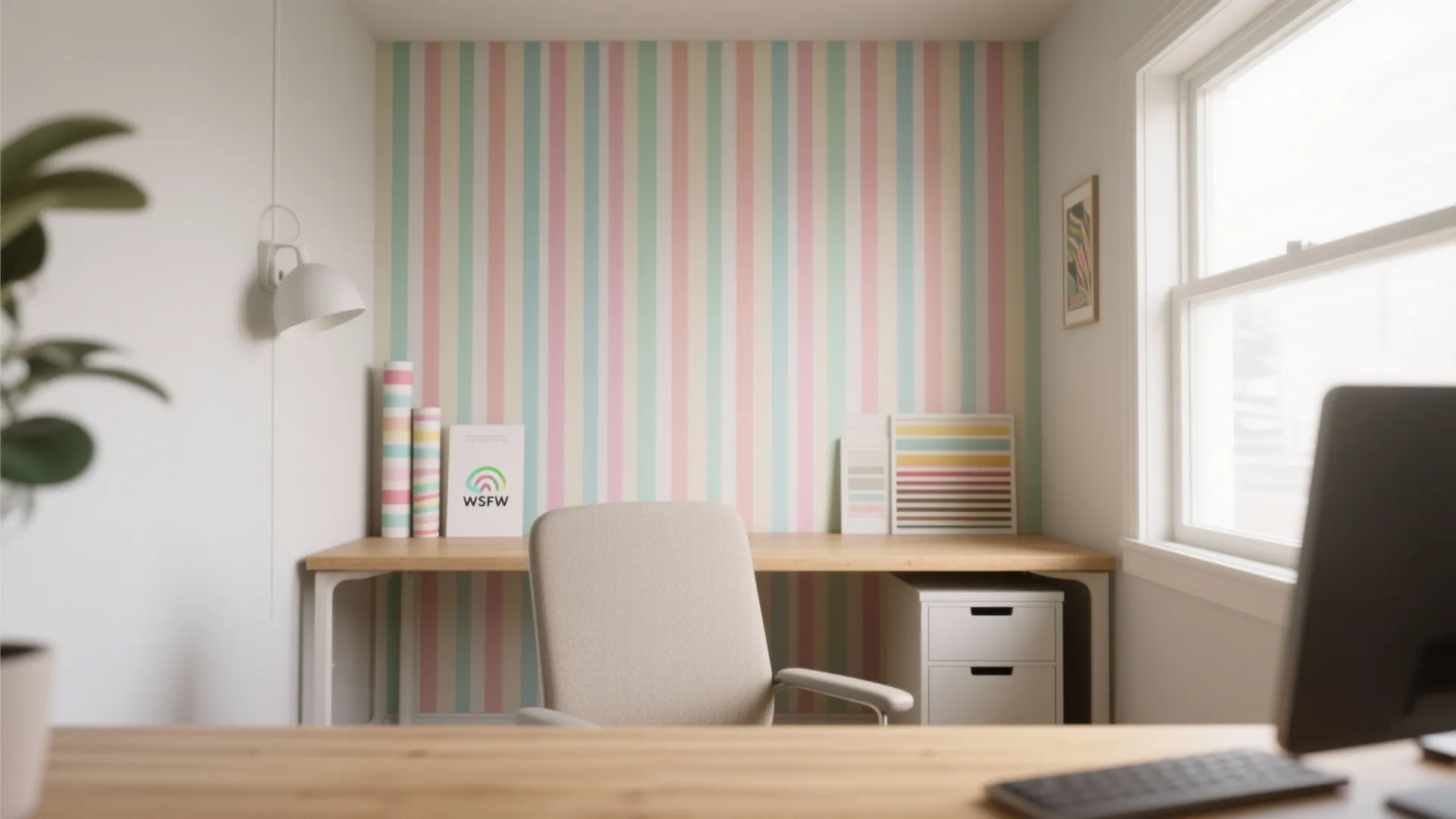 2. Candy-Striped Accent Wall (without painting forever)