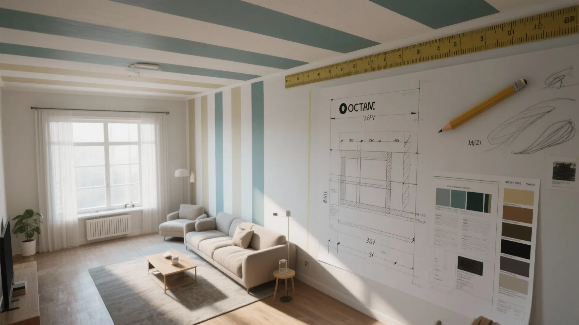 3. Statement ceiling or stripes to upgrade on a budget