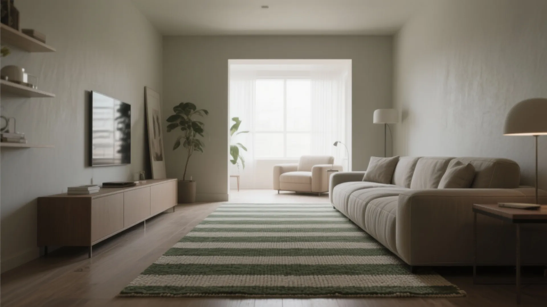 3. Use narrow stripes or elongated patterns to lengthen the room