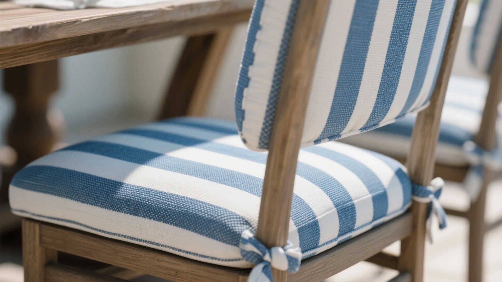 2. Blue-and-White Striped Upholstery