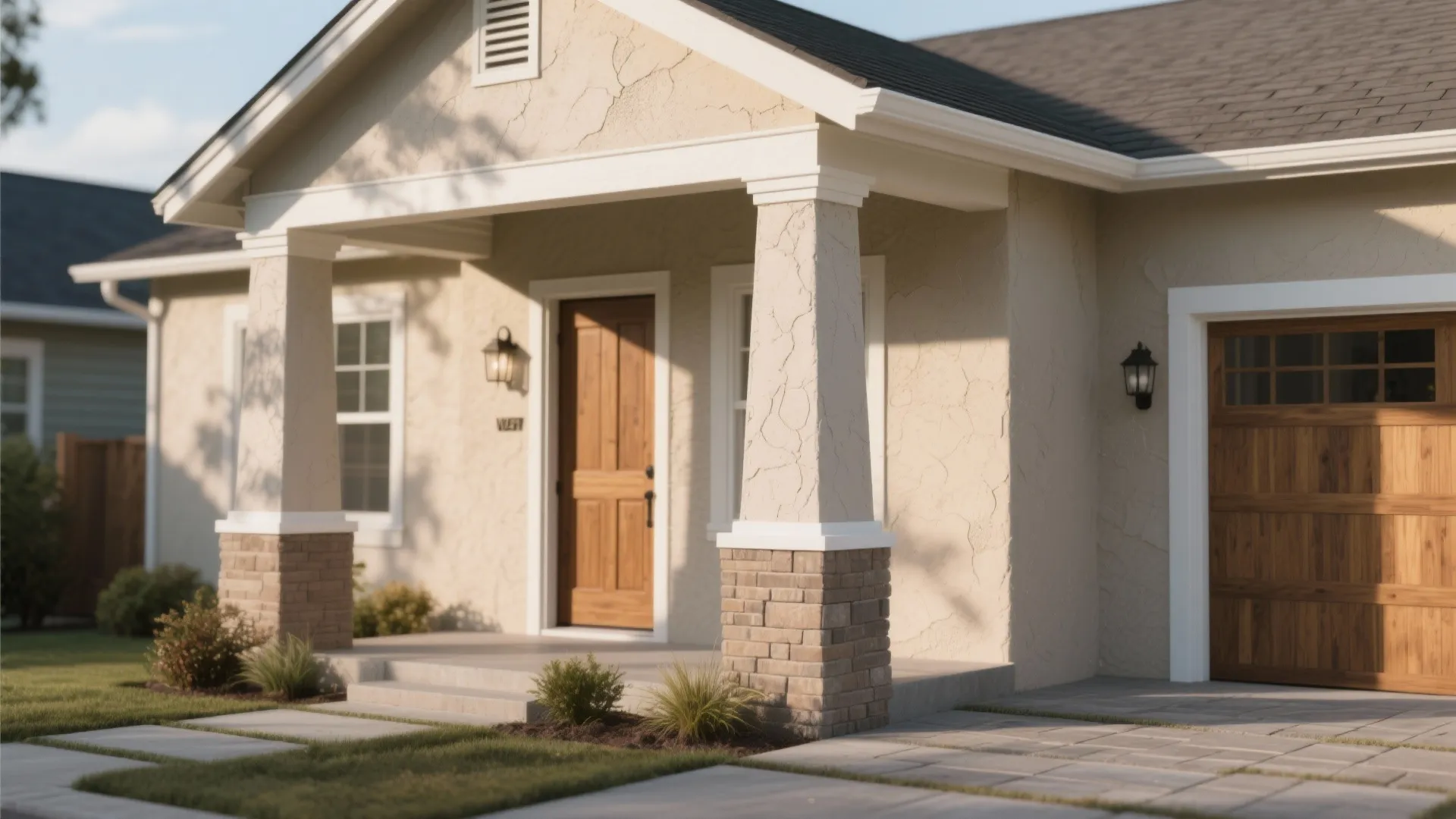 Knockdown stucco pattern: soft shadows without heavy relief