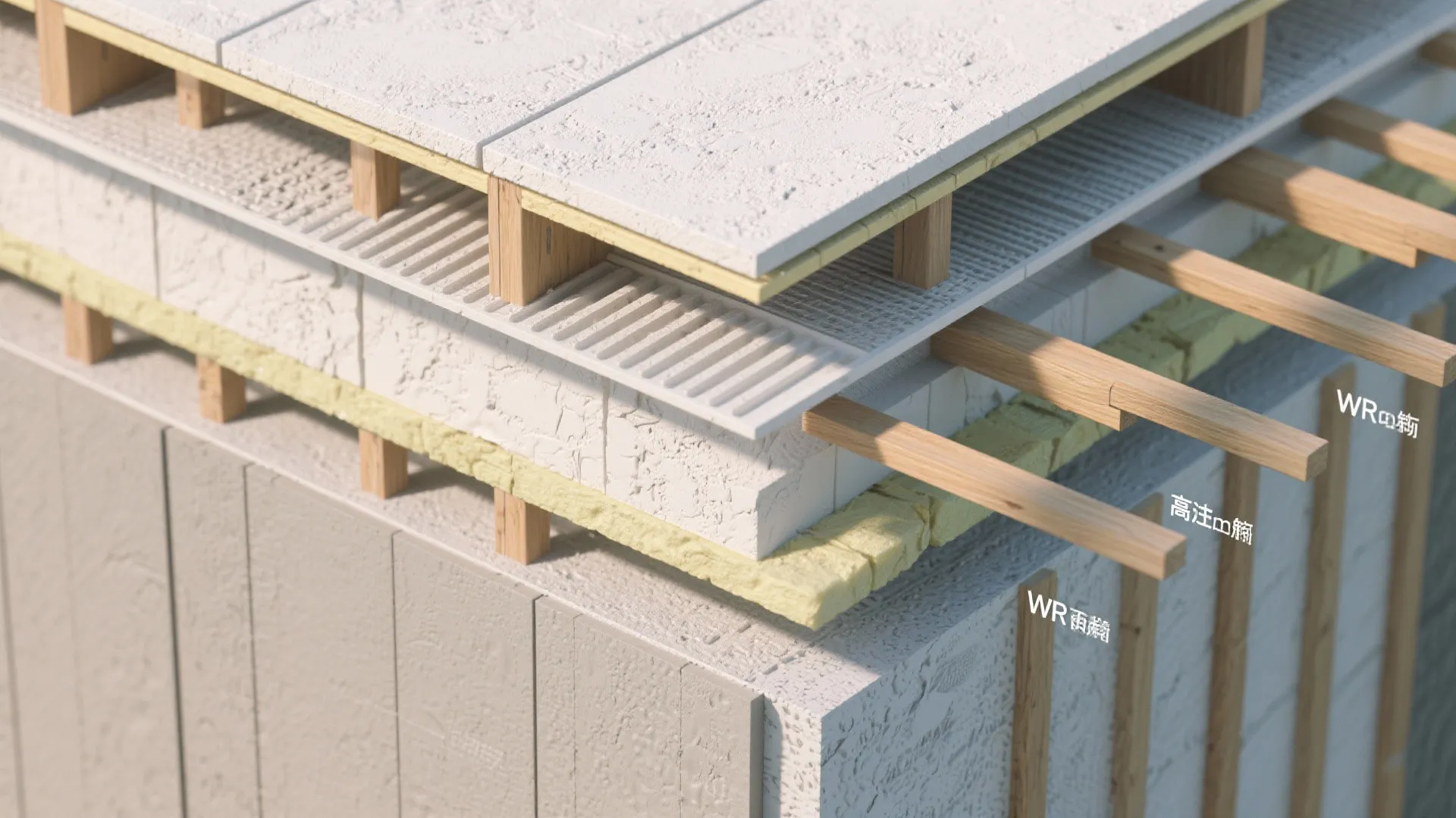 Textured stucco (rainscreen‑ready) for soft modernism