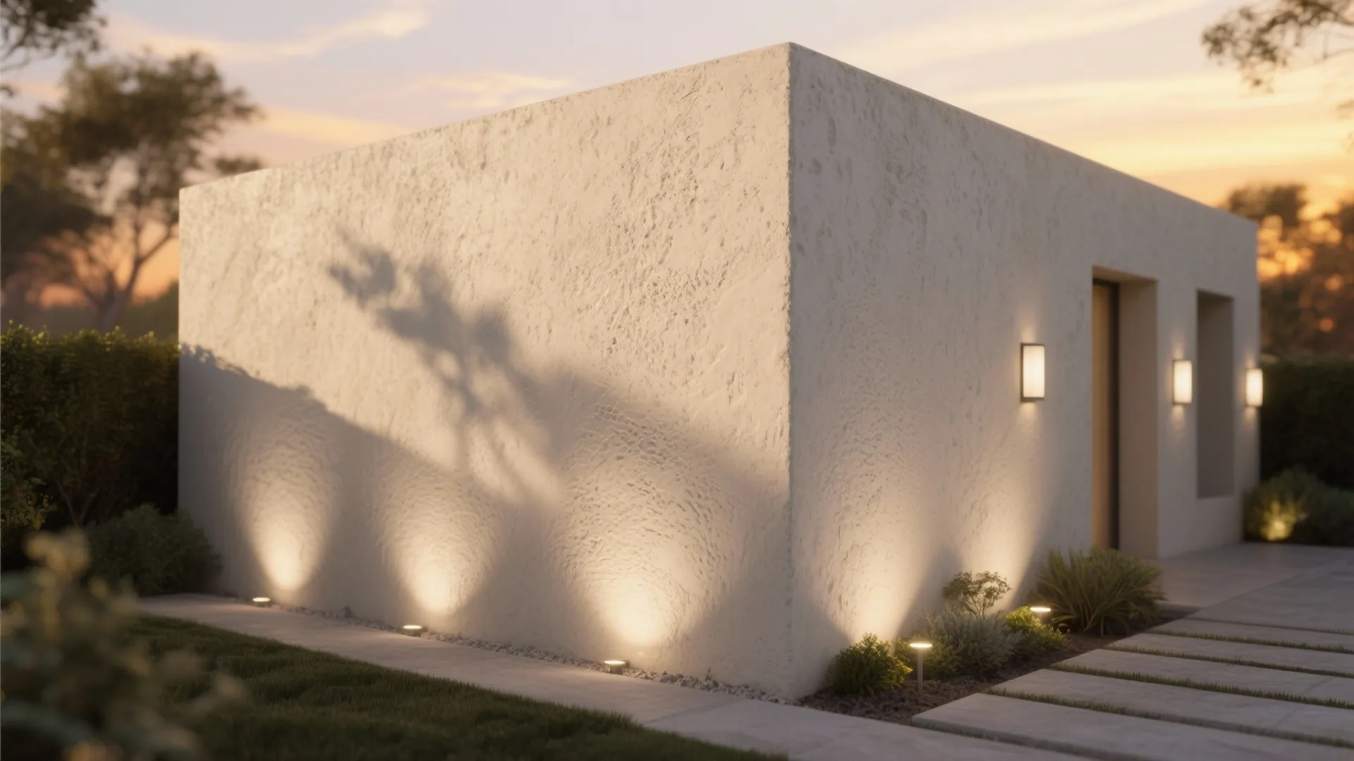Fine-Textured Stucco with Light-and-Shadow Play