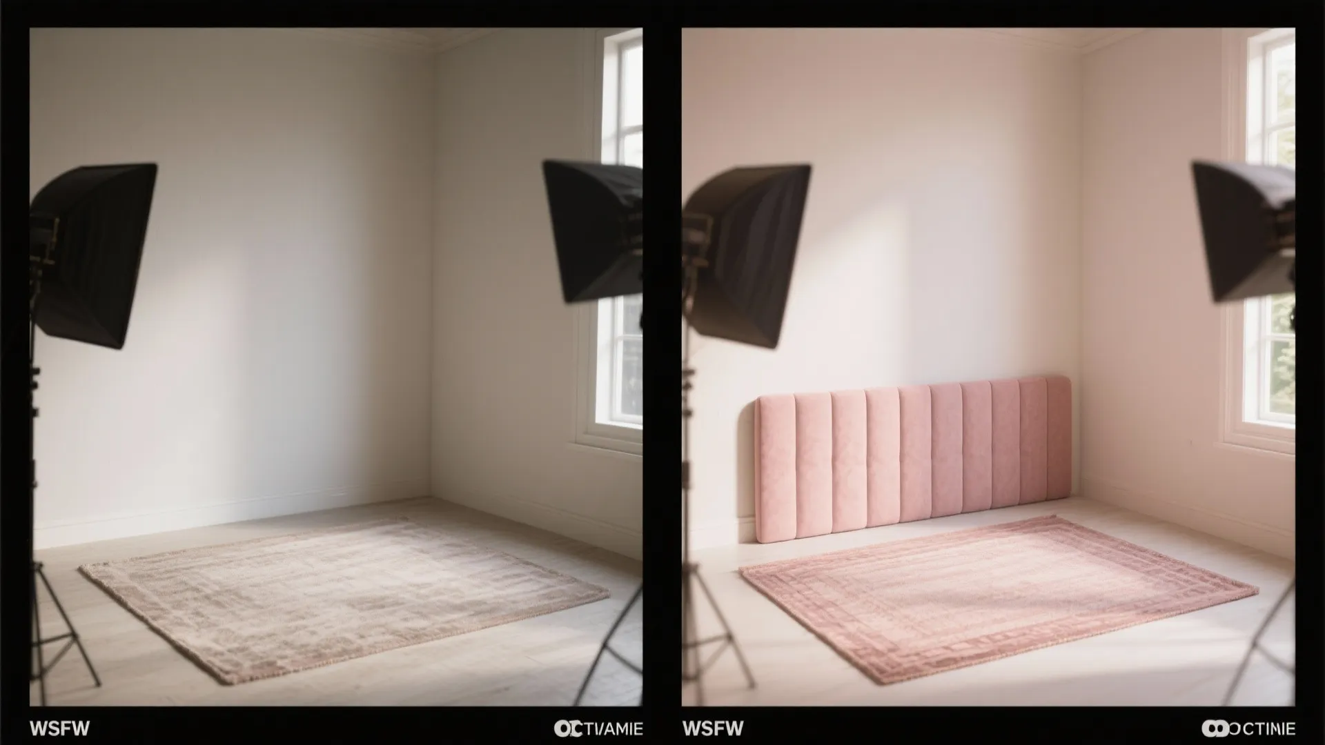 Textiles first: rugs, curtains, and headboards