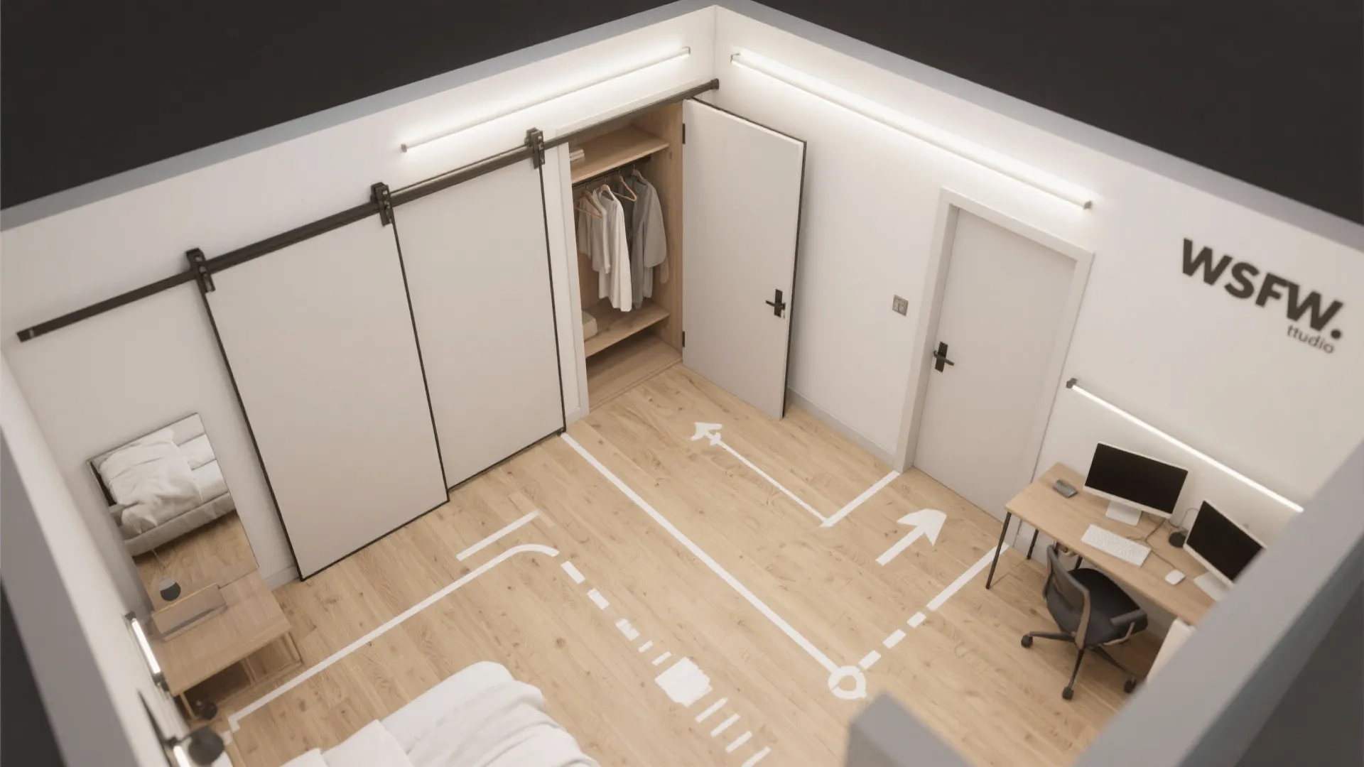 Wall-hung panels with top hung tracks