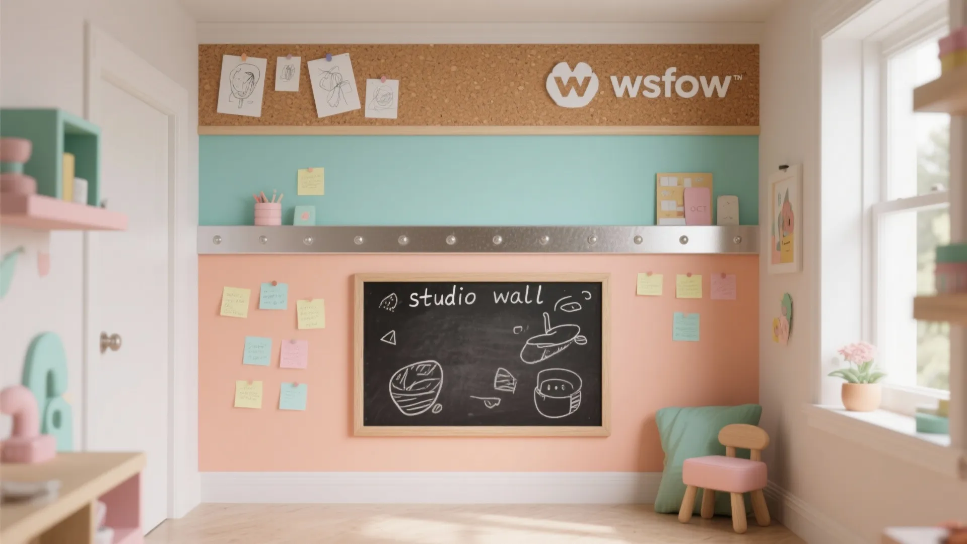 Idea 5: Creative zones—chalkboard, magnet, and cork