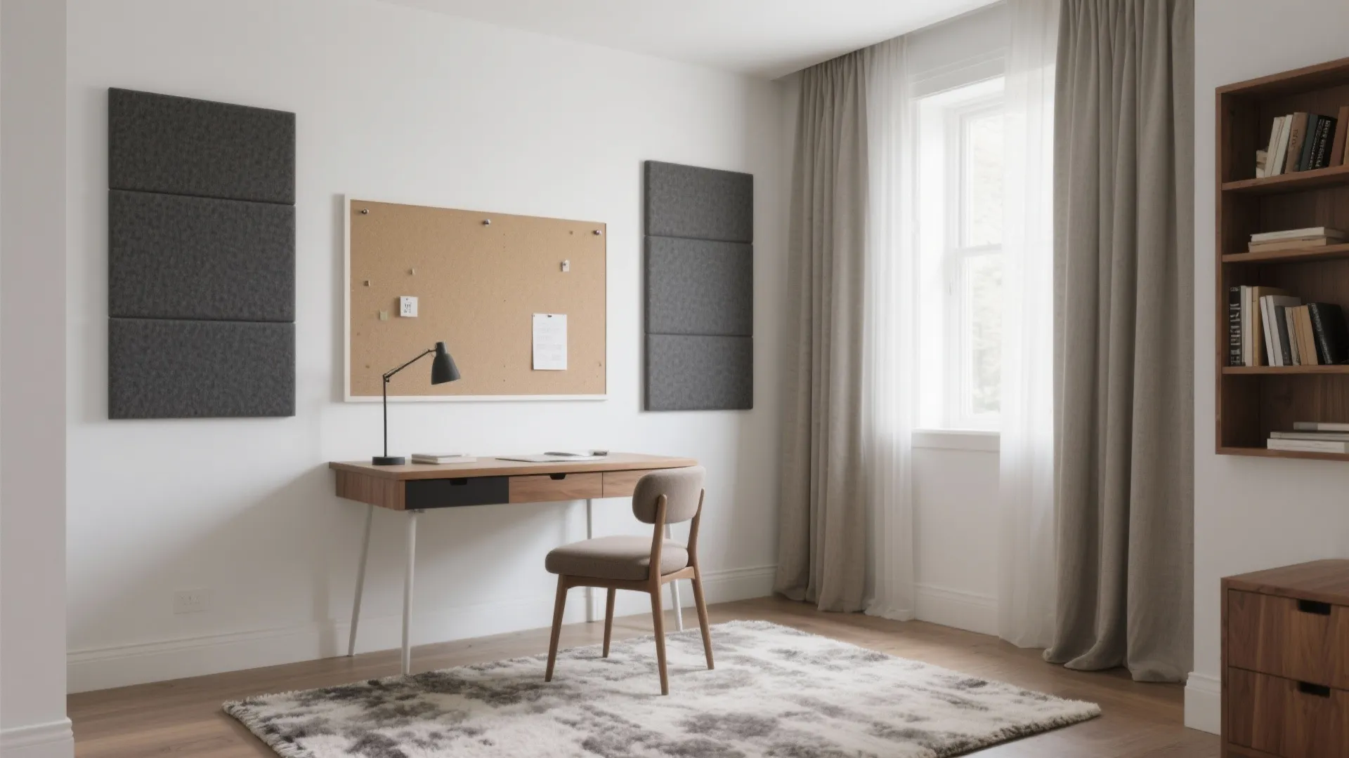 Acoustic control with panels and soft layers